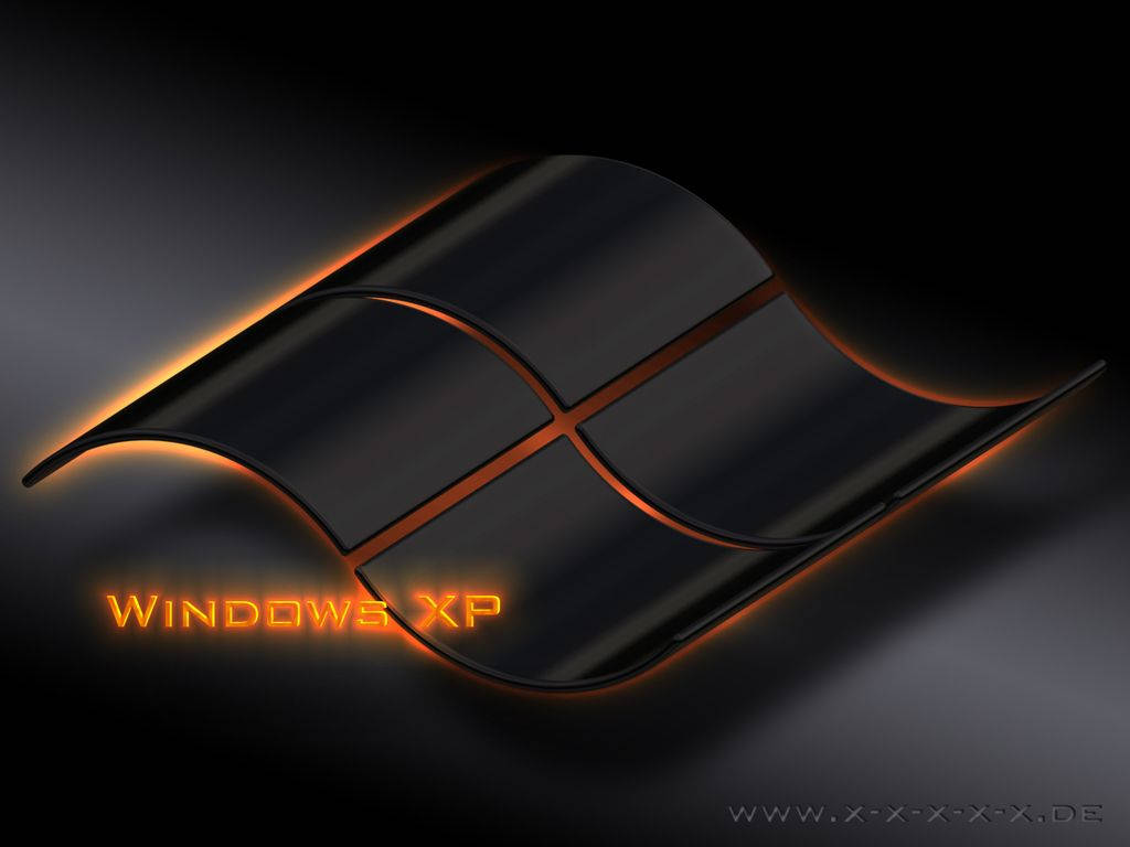 Windows XP, glossy black, fiery orange light, SD Desktop Wallpaper