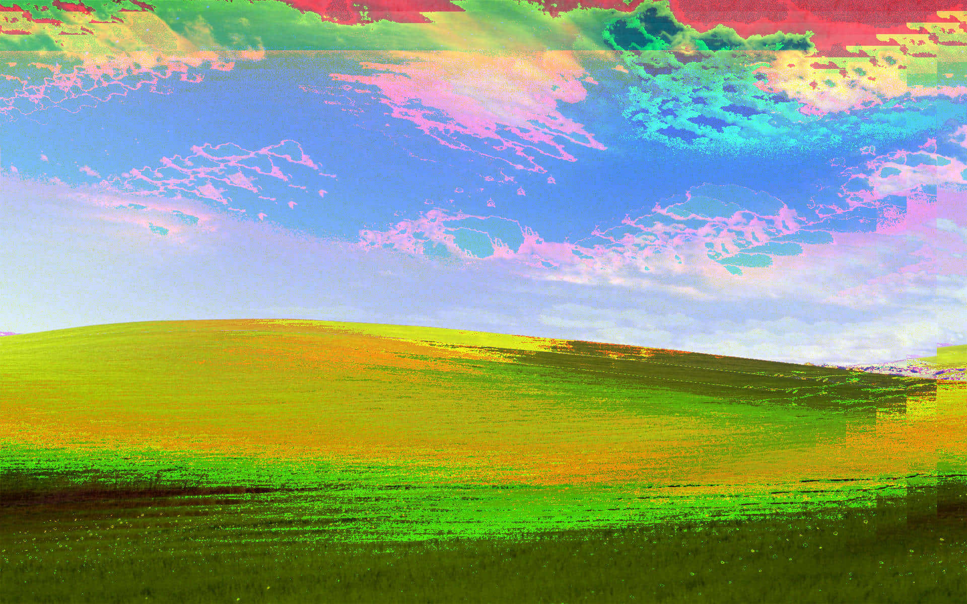 Windows Xp, glitched, neon pink, Full HD Desktop Wallpaper
