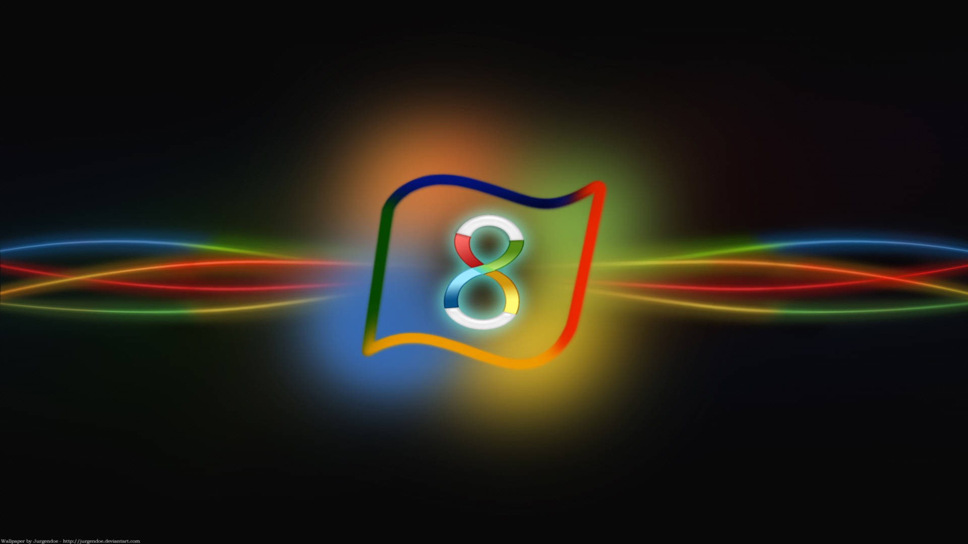 Windows 8, glowing, colorful light waves, Full HD Desktop Wallpaper
