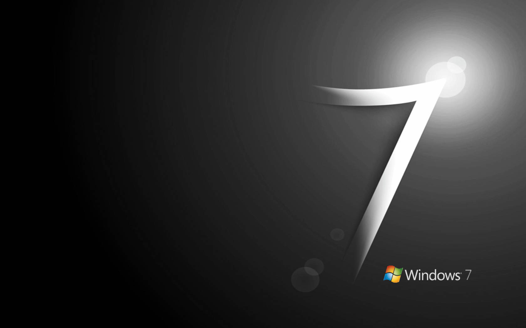 Windows 7, glowing edge, sleek white number seven, HD Desktop Wallpaper