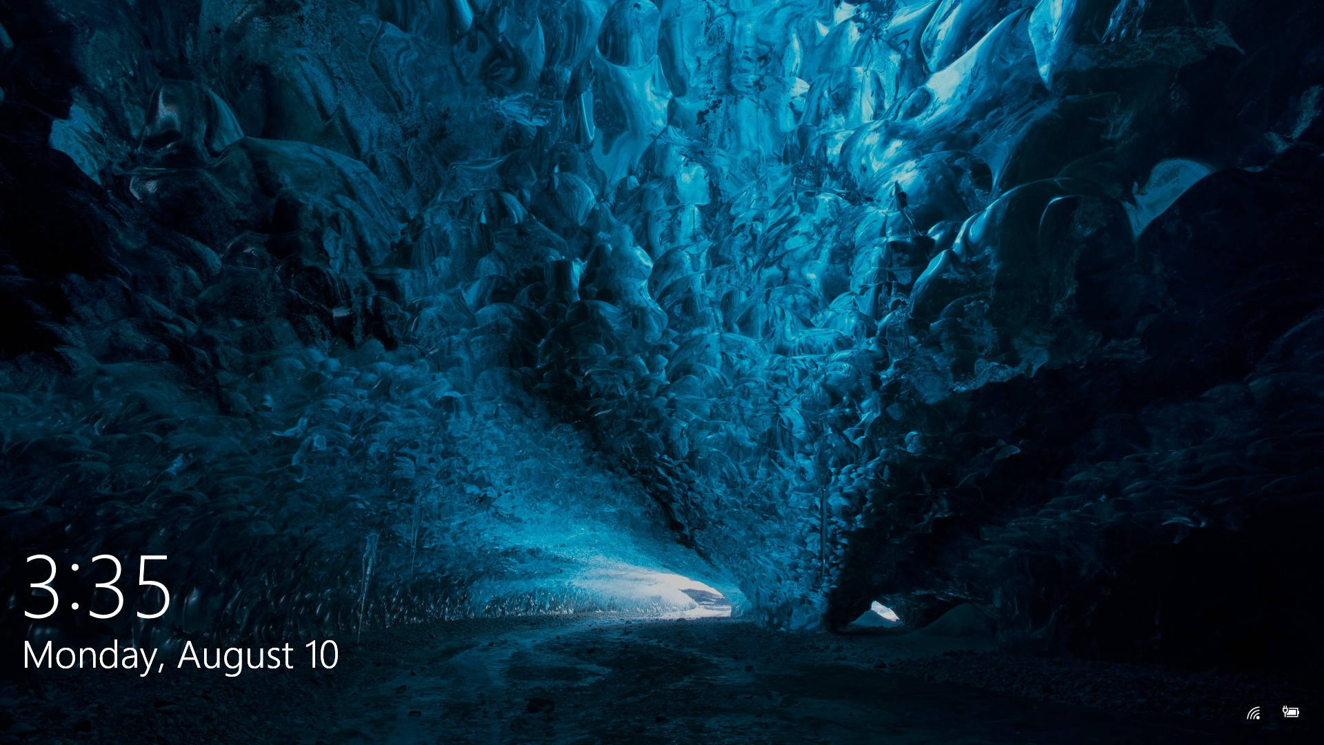calendar, Windows Lock Screen, blue ice cave, Full HD Desktop Wallpaper