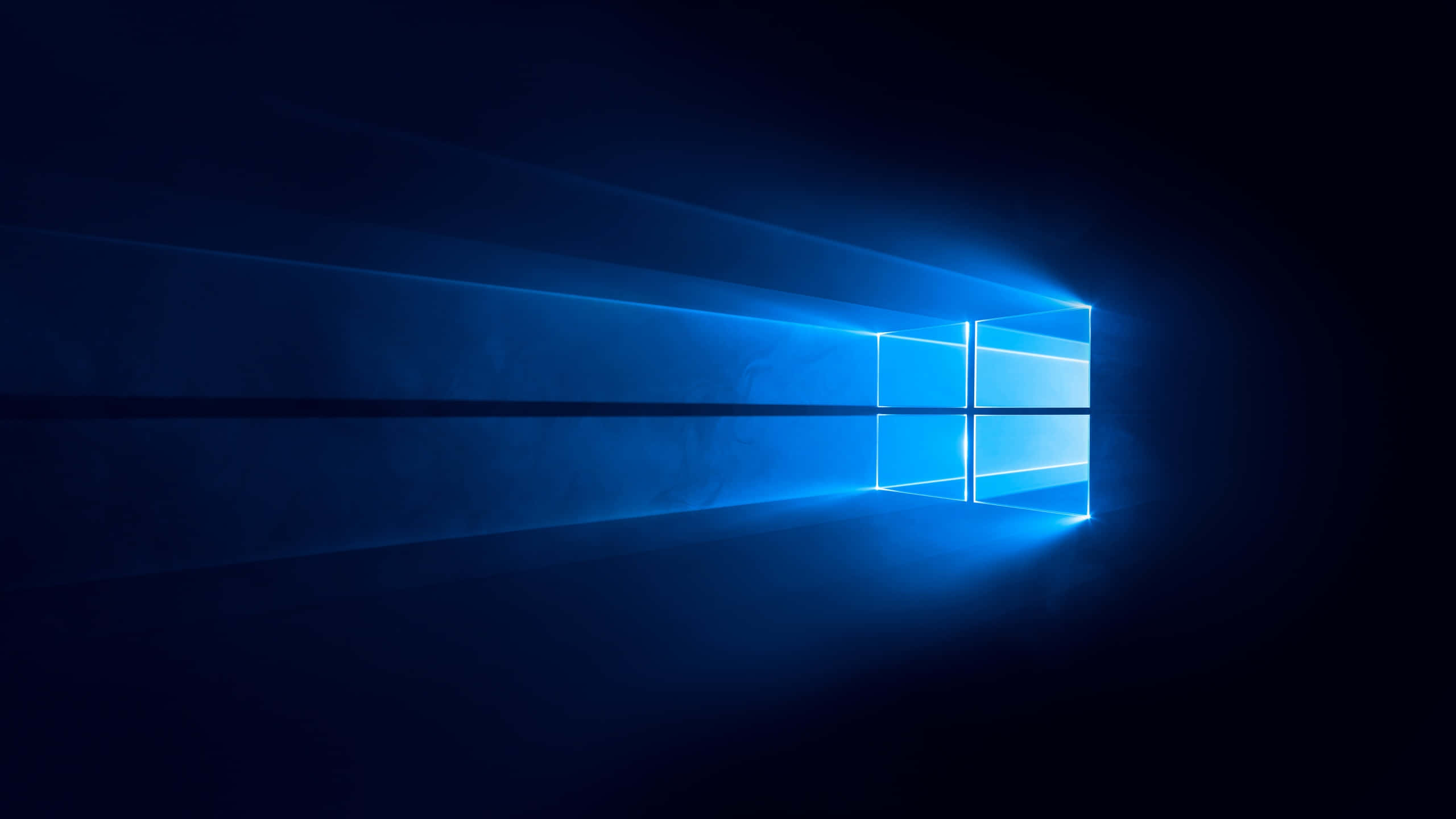 Windows 10 logo, glowing blue, dark room, 2K Desktop Wallpaper