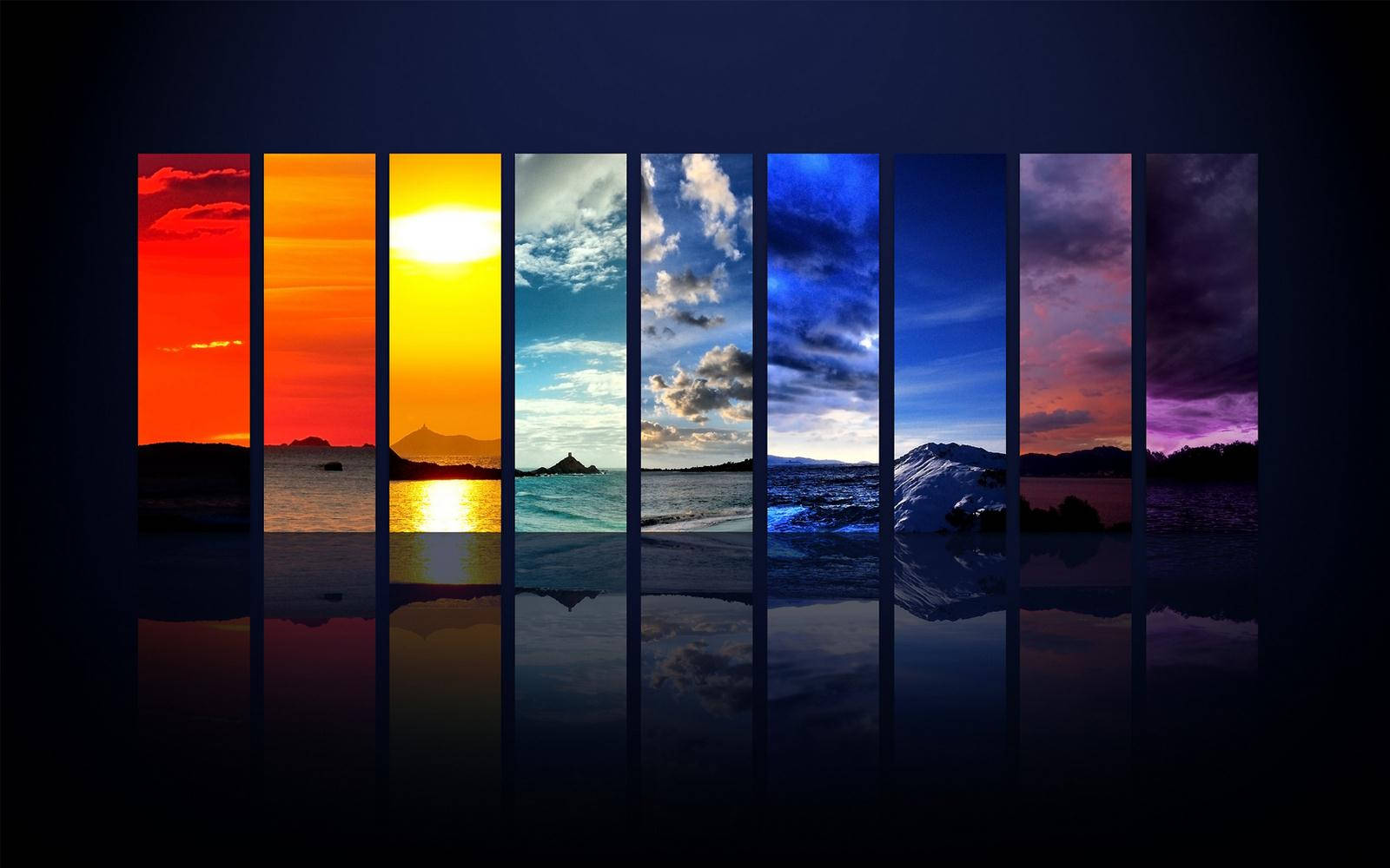 Nature Windows 10, sunset gradient, seven vertical panels, HD Desktop Wallpaper