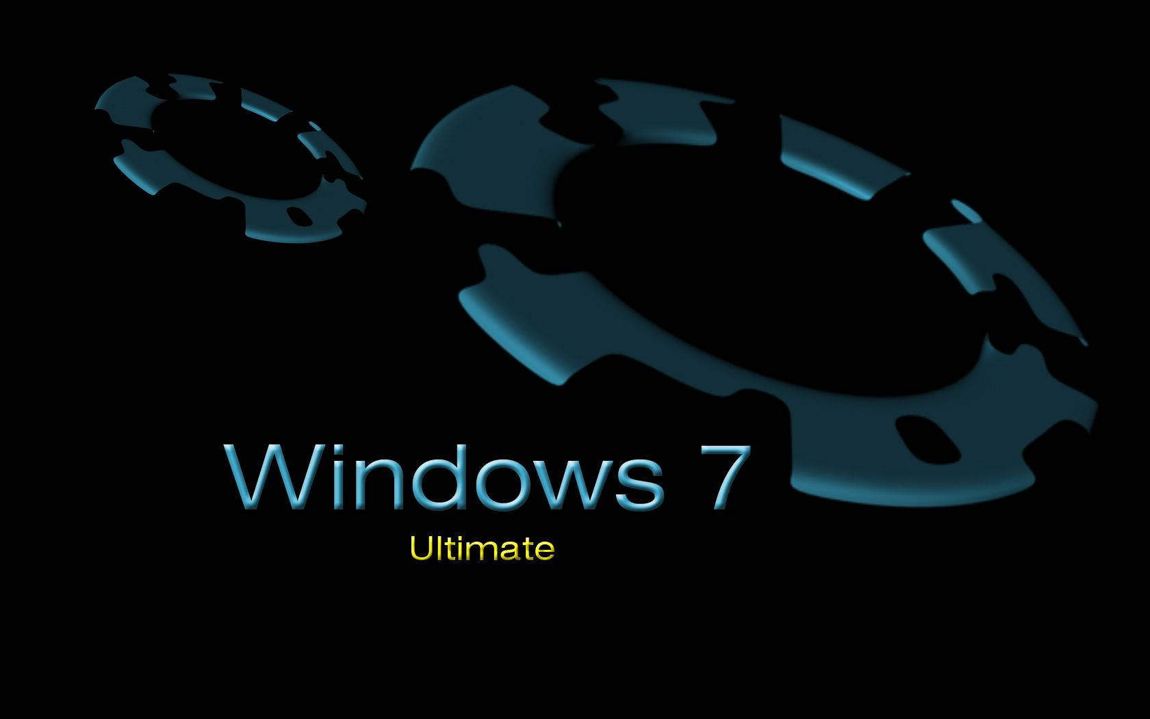 Windows 7, growing blue, gear shapes, HD Desktop Wallpaper