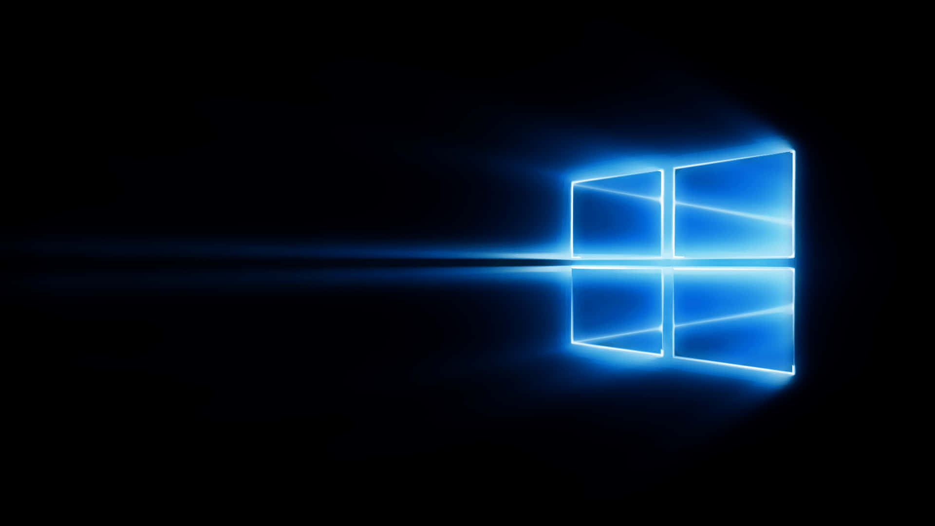 Windows logo, glowing blue, black background, Full HD Desktop Wallpaper