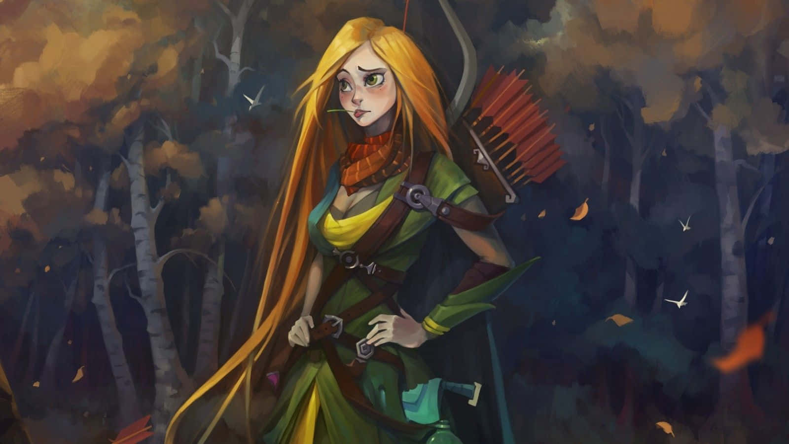 Windranger, green outfit, archer, HD Desktop Wallpaper