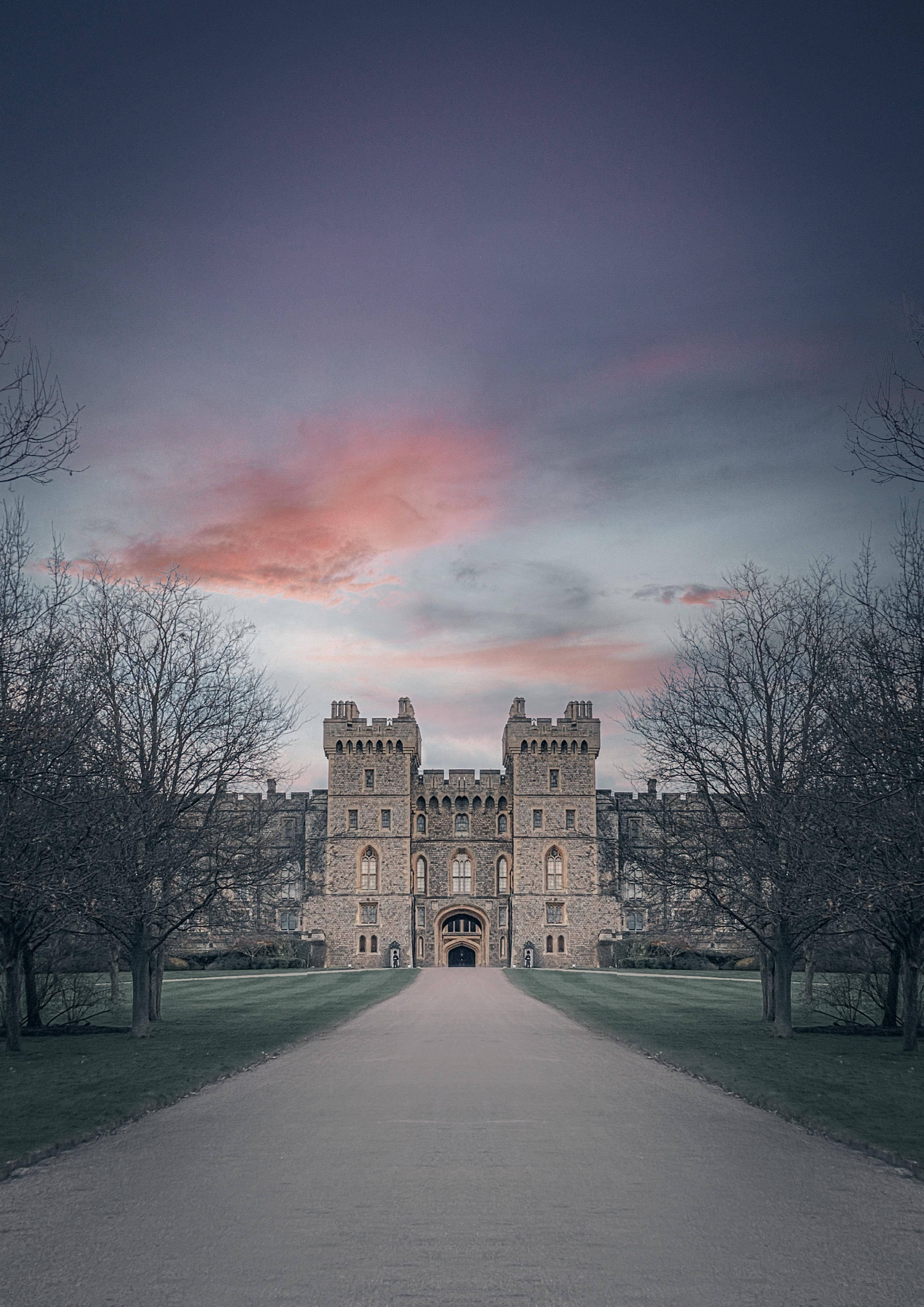 Windsor Castle, winter, twilight sky, 4K Phone Wallpaper