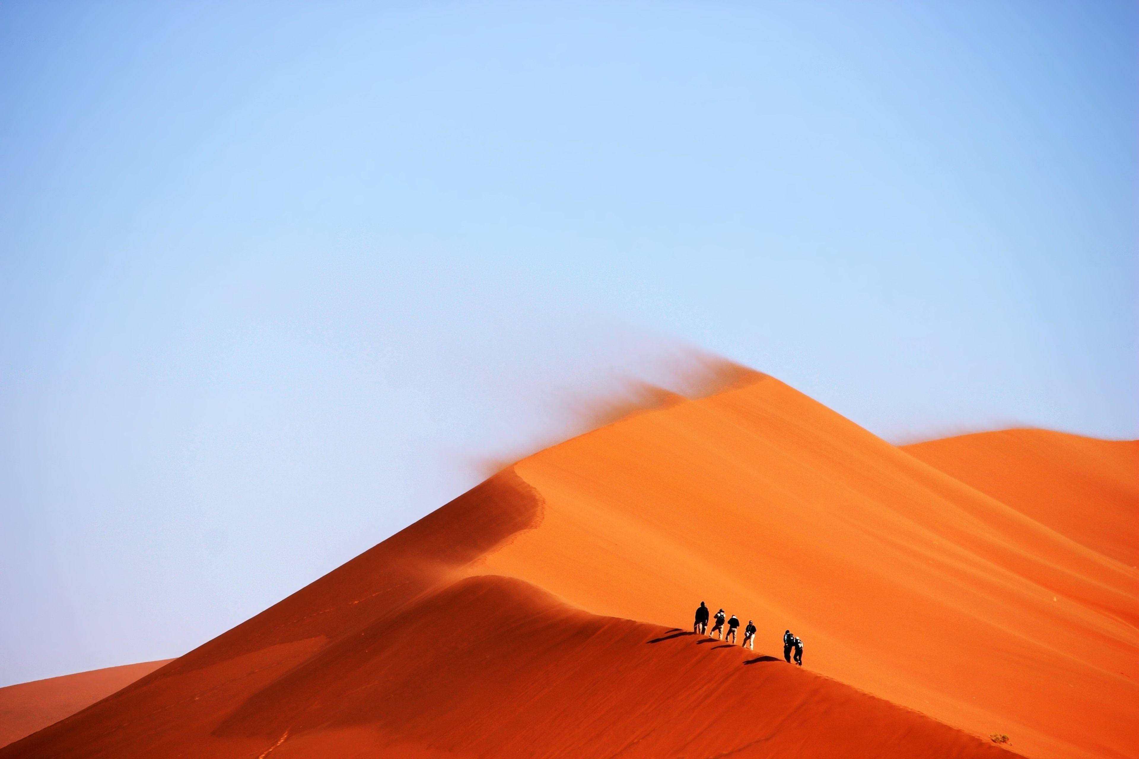 desert, windy, orange sand dunes, 4K Desktop Wallpaper