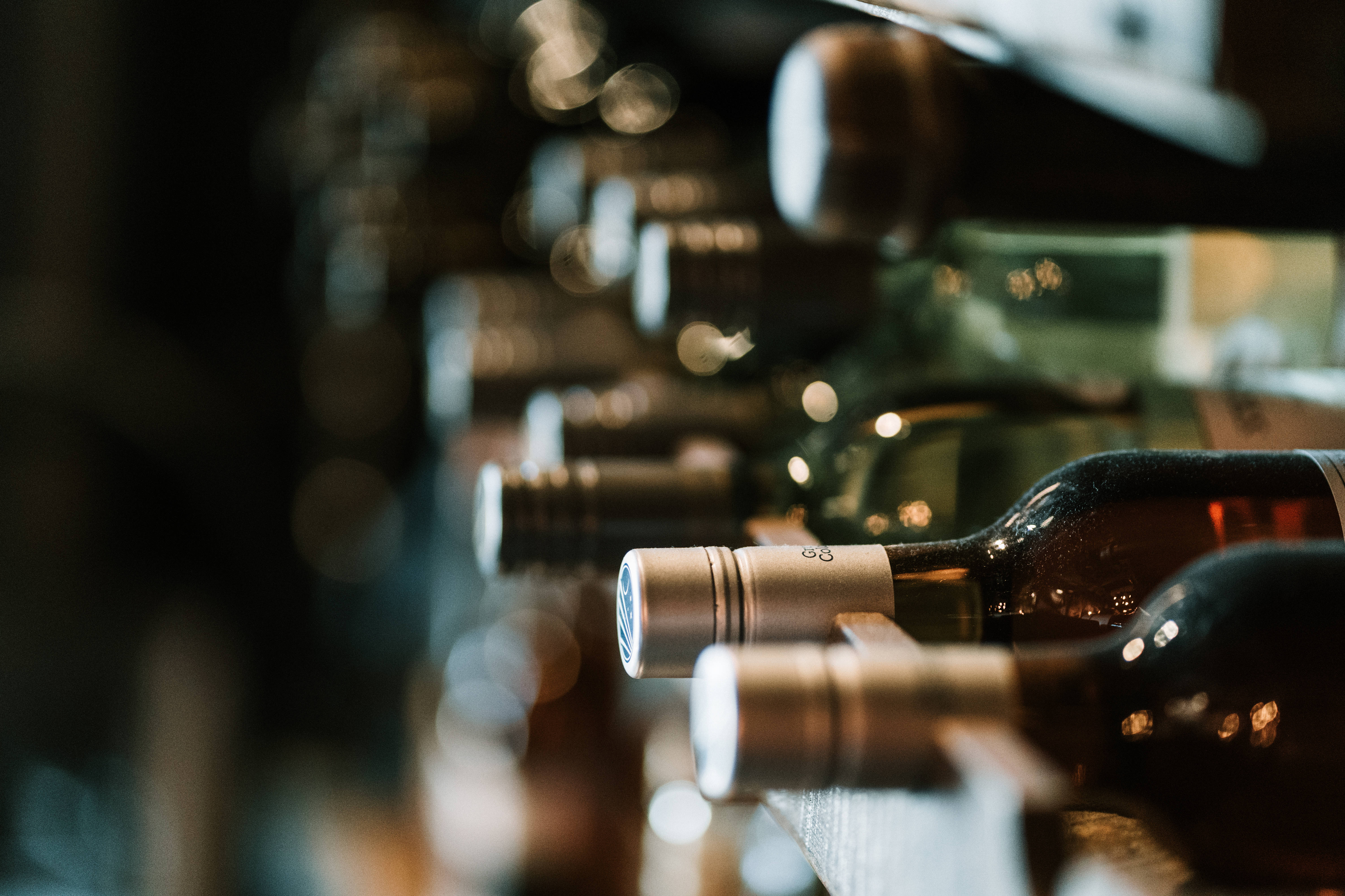 wine rack, wine bottles, shelf, 5K Desktop Wallpaper