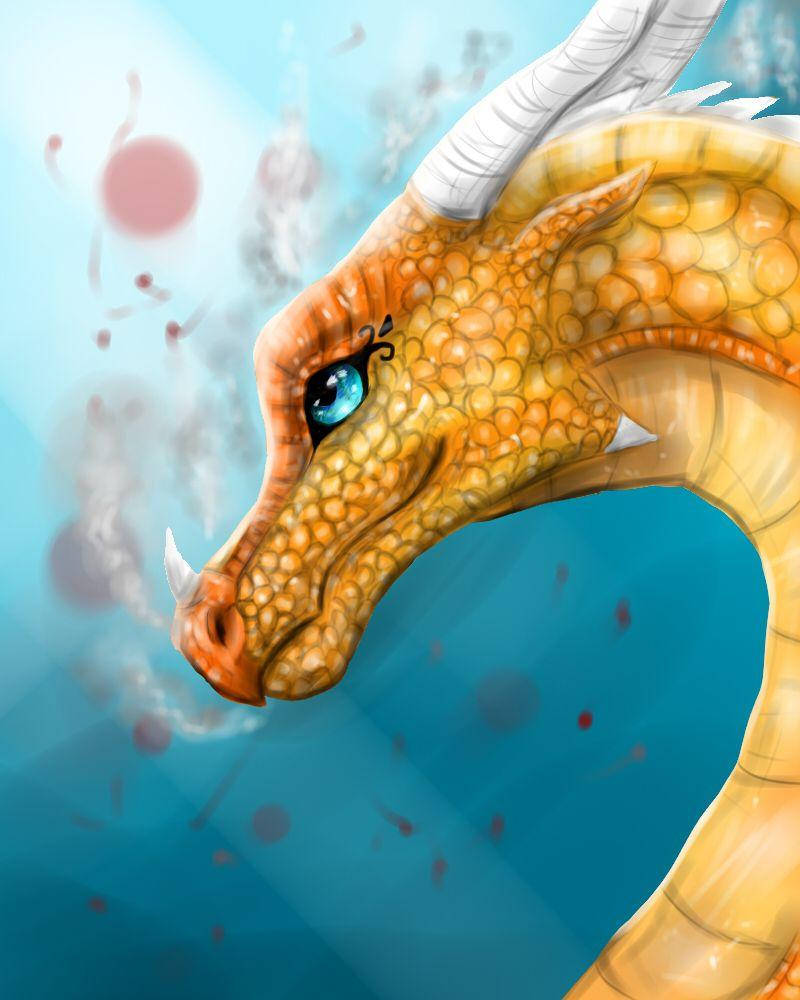 Wings Of Fire, golden dragon, blue eyes, SD Phone Wallpaper