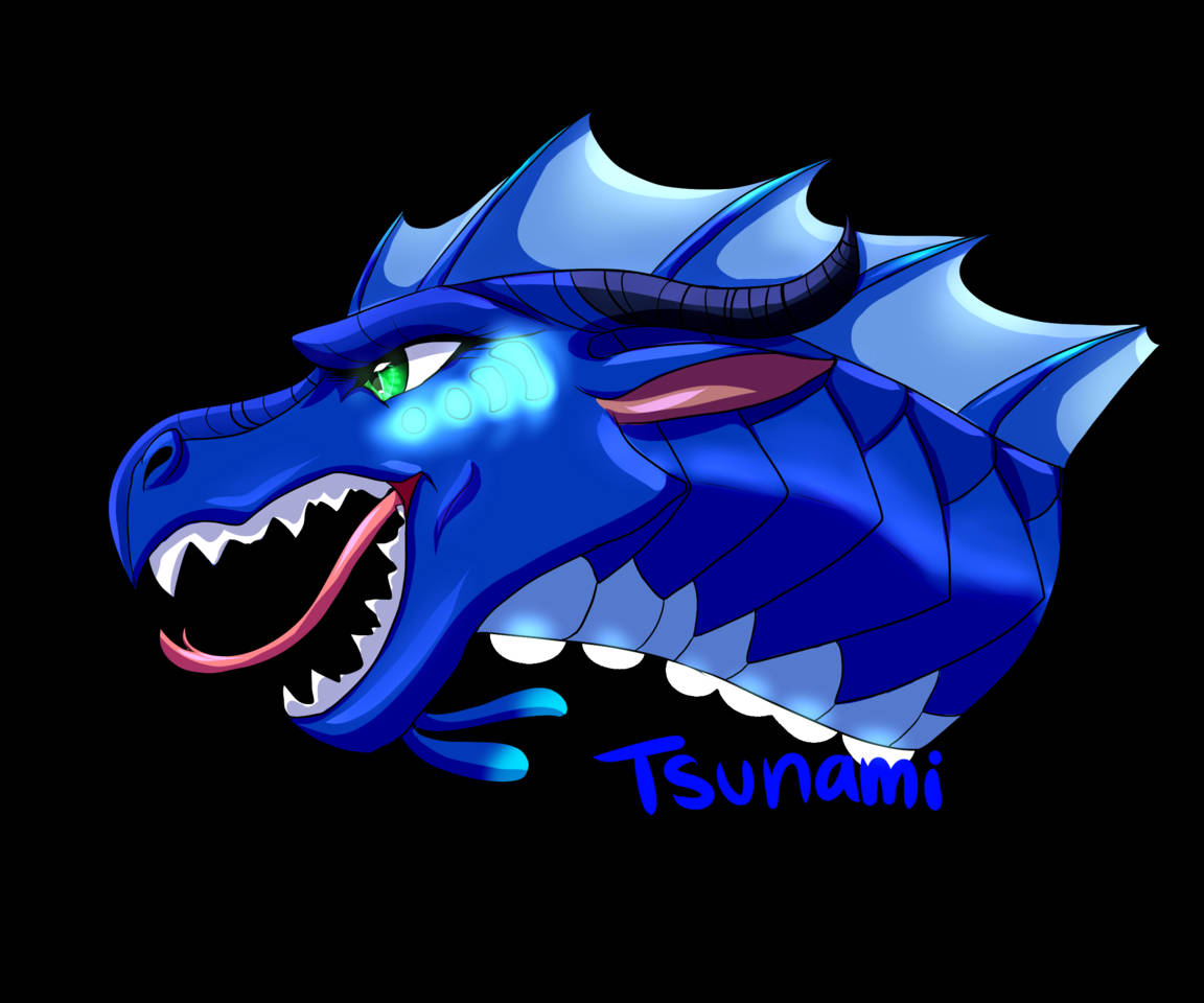 mystical dragon, blue dragon, glowing green eyes, SD Desktop Wallpaper