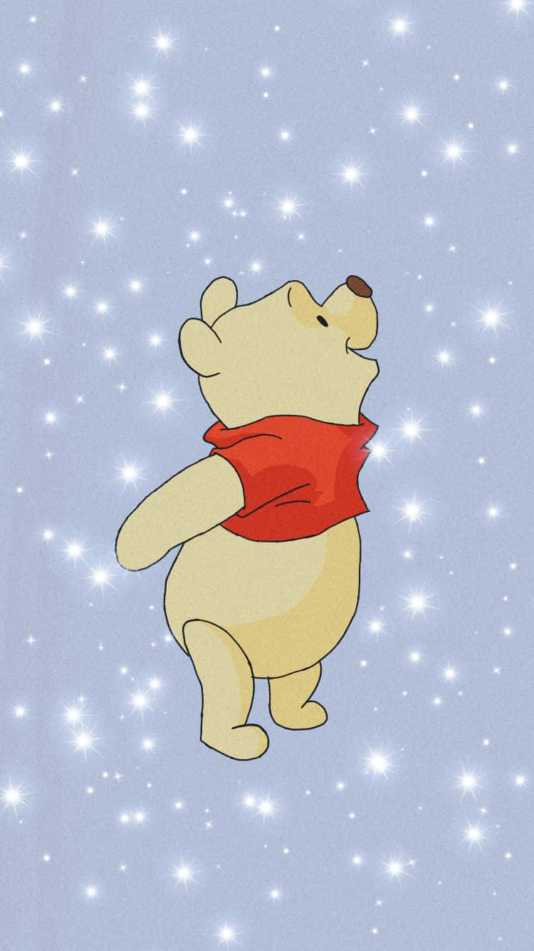 Winnie The Pooh, red scarf, twinkling stars, HD Phone Wallpaper