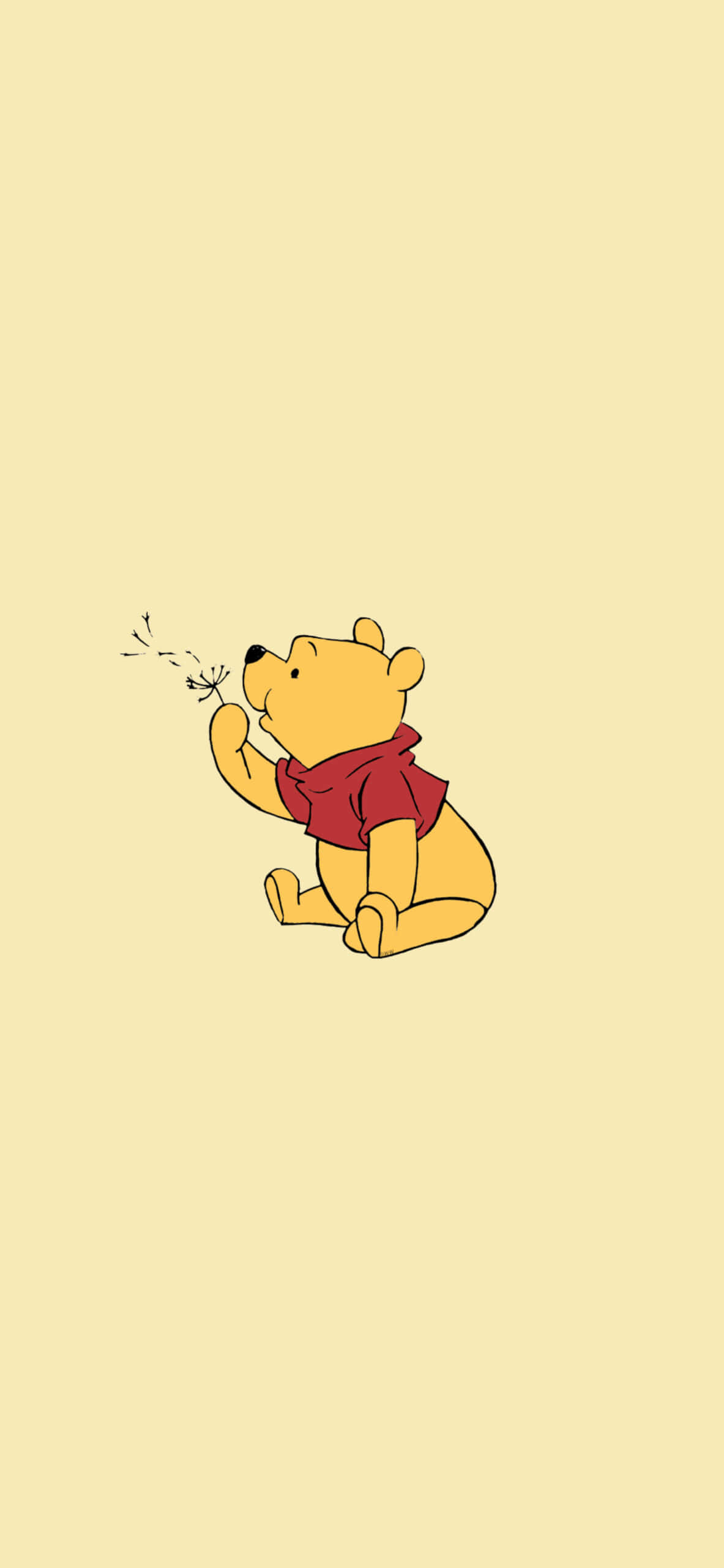 Winnie The Pooh, red shirt, dandelion fluff, 2K Phone Wallpaper