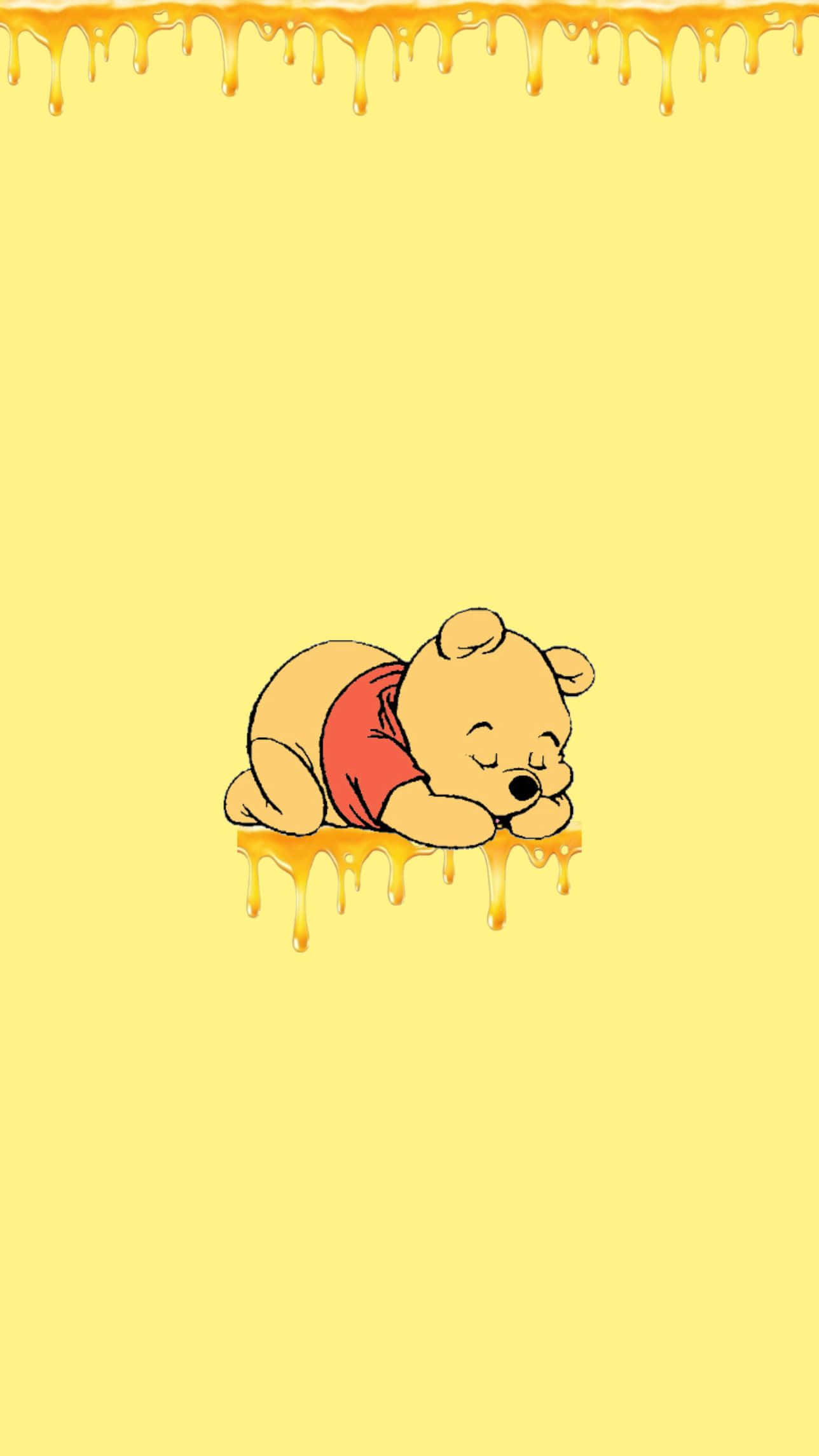 Winnie The Pooh, honey, pale yellow background, Full HD Phone Wallpaper