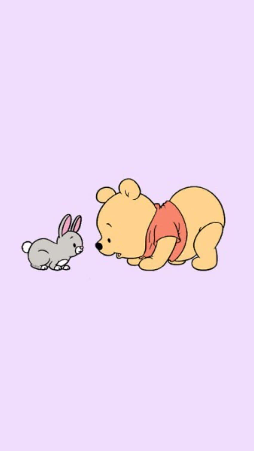 Winnie the Pooh, red shirt, gray rabbit, HD Phone Wallpaper