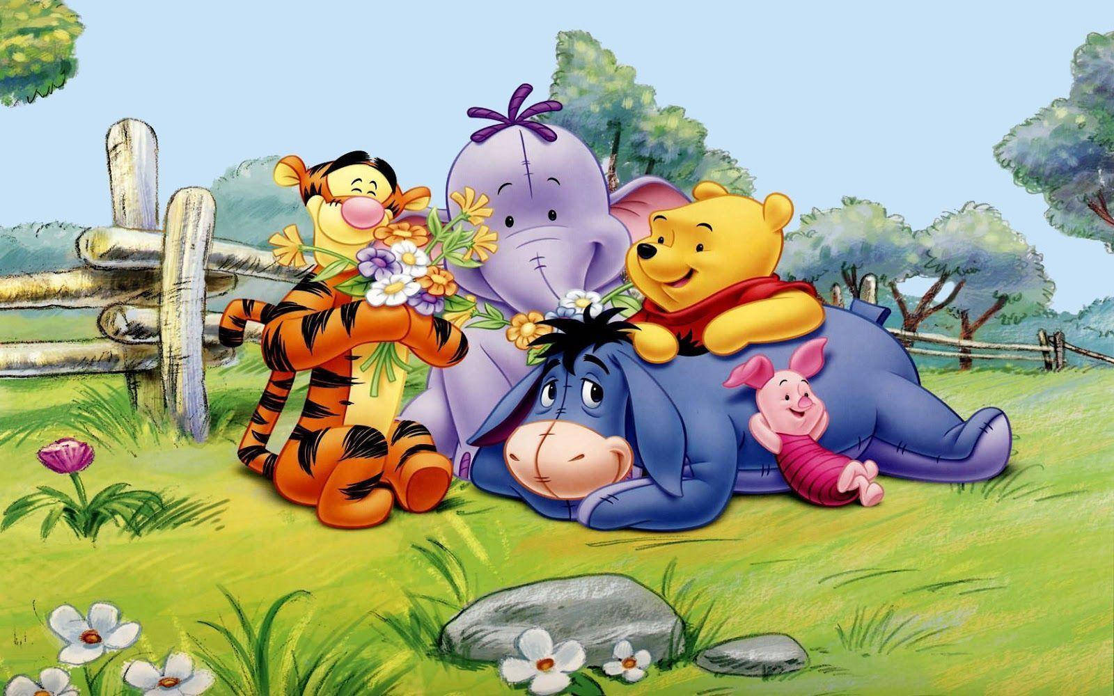 Winnie The Pooh, friends, sunlit meadow, HD Desktop Wallpaper