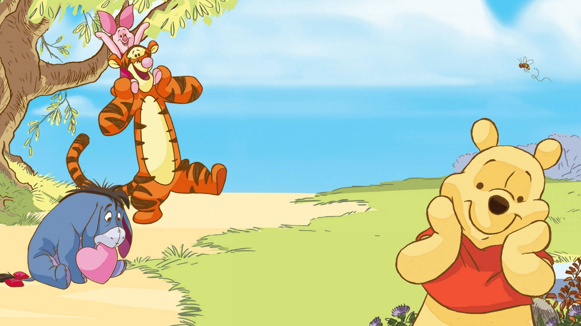 Winnie The Pooh, friends, sunny meadow, Full HD Desktop Wallpaper