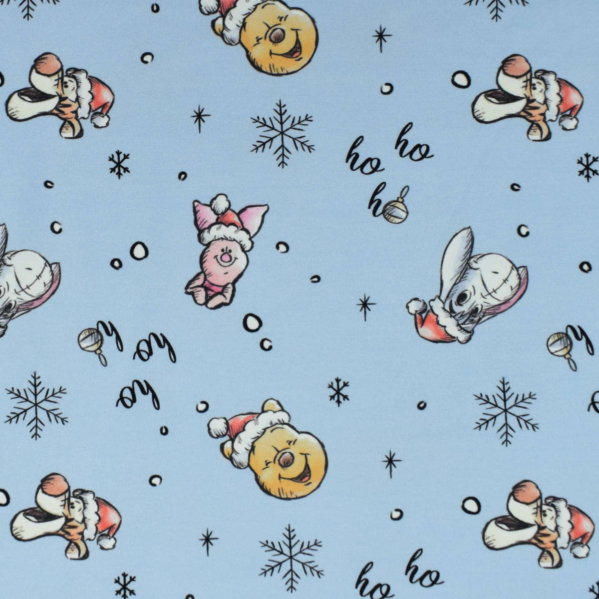 Winnie the Pooh, Santa hats, snowflakes, SD Desktop Wallpaper
