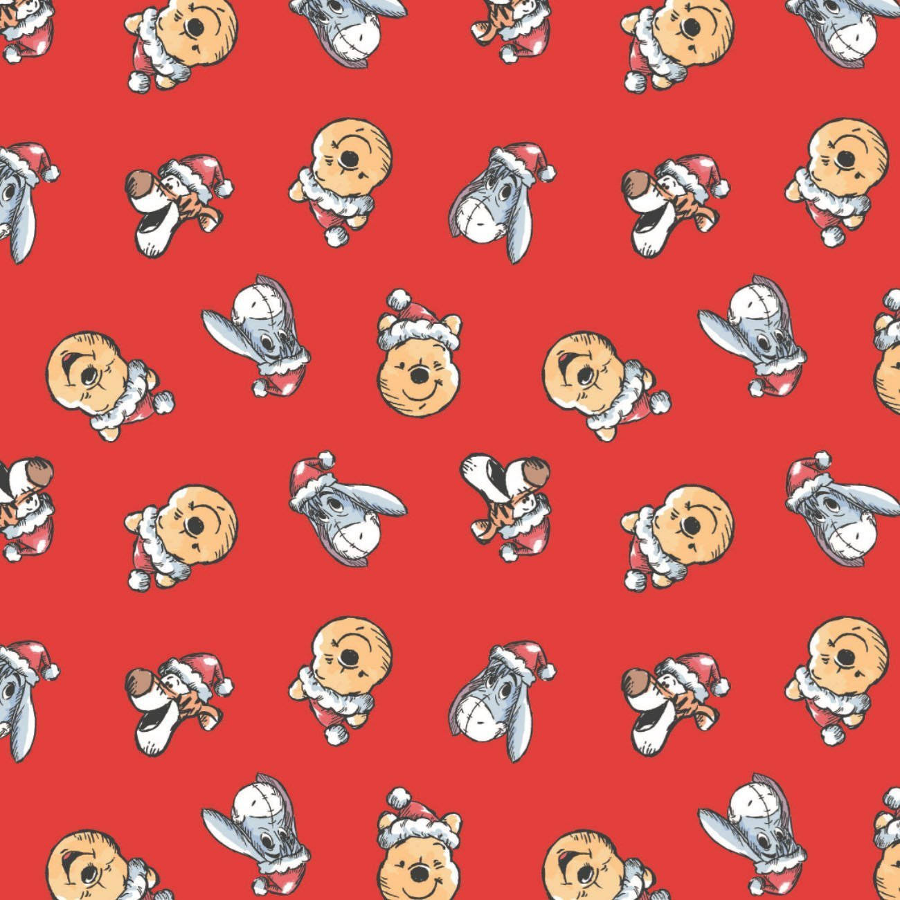 Winnie the Pooh, Christmas, Santa hats, HD Desktop Wallpaper