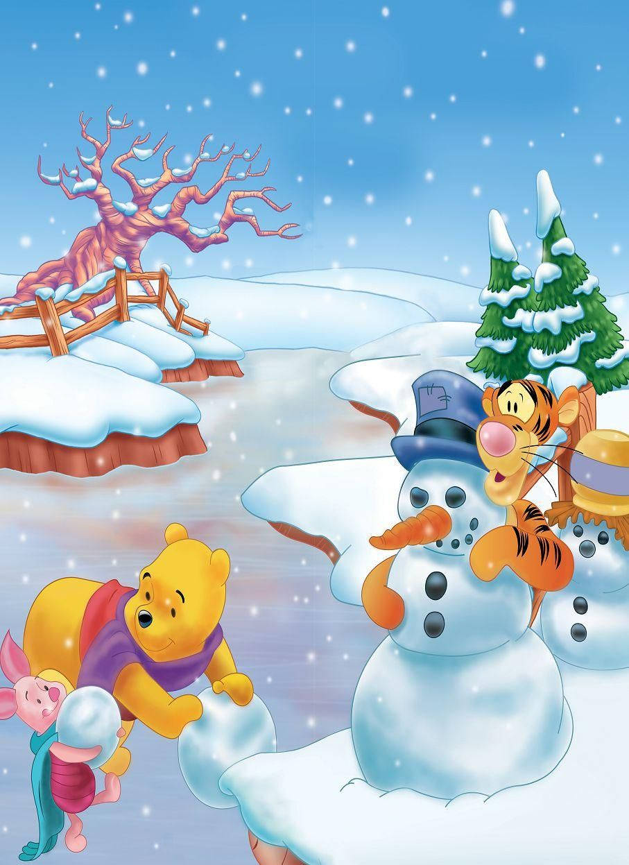 Winnie The Pooh, Christmas, snowmen, SD Phone Wallpaper