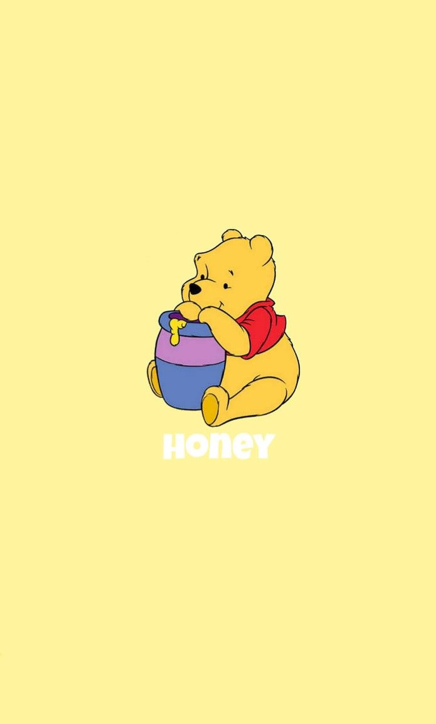 Winnie The Pooh, red shirt, colorful honey pot, Full HD Phone Wallpaper