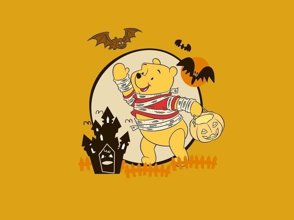 Winnie the Pooh, jack-o-lantern, full moon, SD Desktop Wallpaper