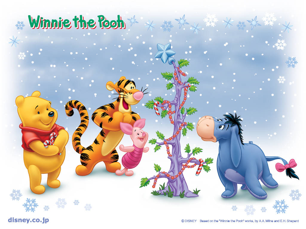 Winnie The Pooh, friends, small tree, SD Desktop Wallpaper