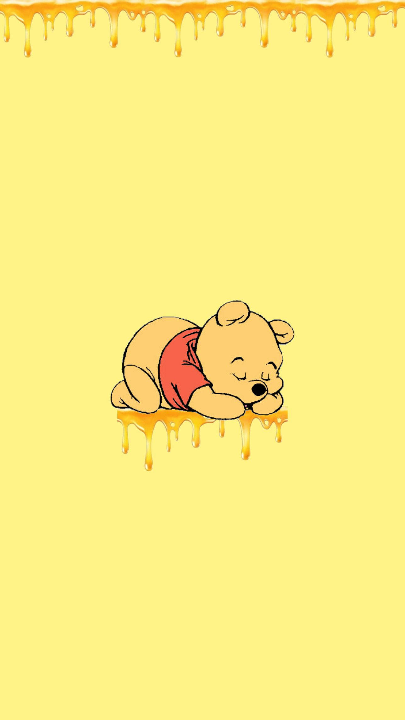 Winnie The Pooh, honey, pale yellow background, Full HD Phone Wallpaper