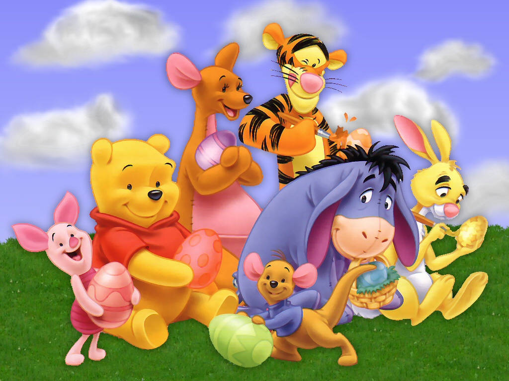 Winnie The Pooh, friends, grass, SD Desktop Wallpaper
