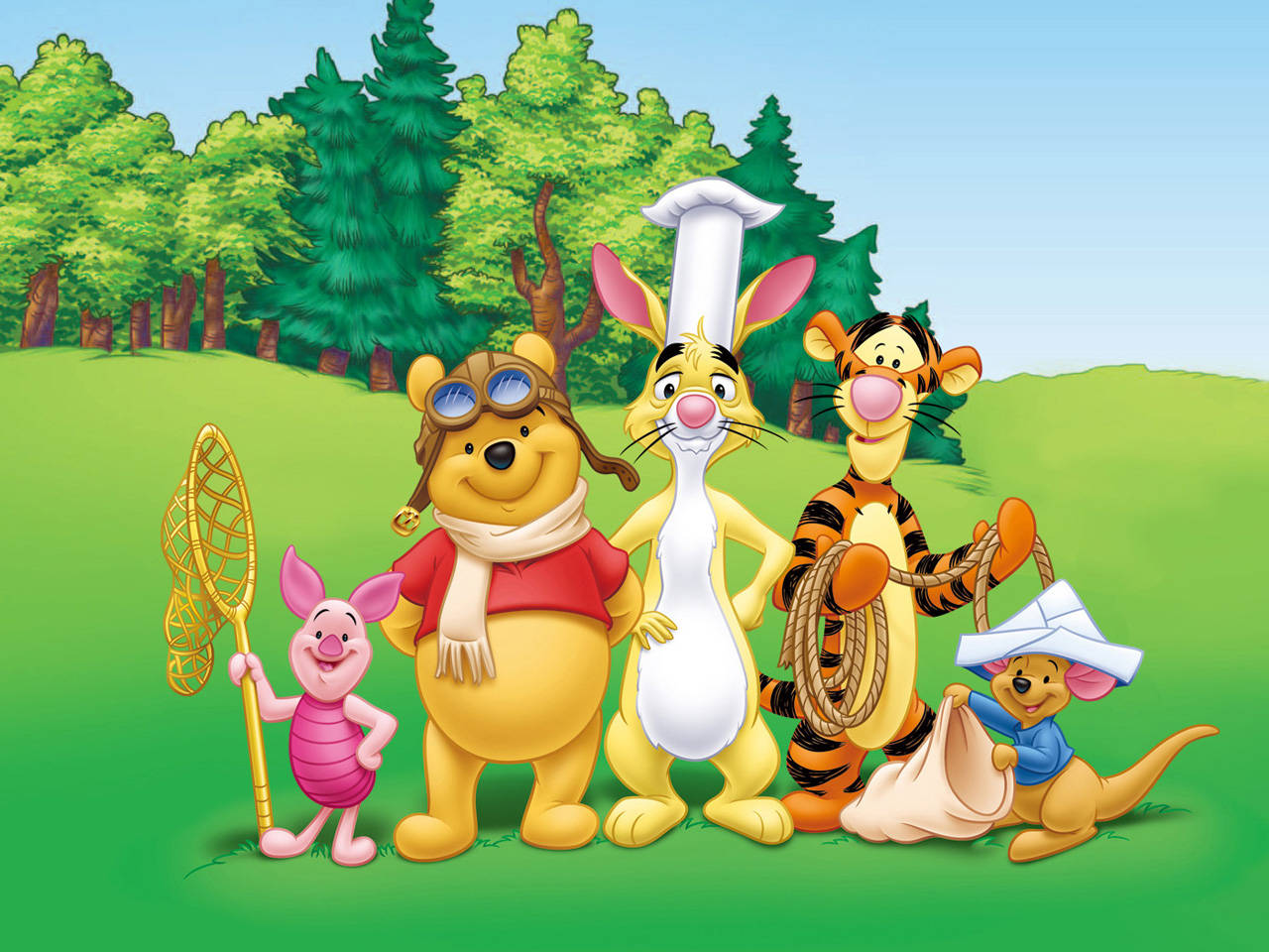 Winnie The Pooh, friends, forest clearing, HD Desktop Wallpaper