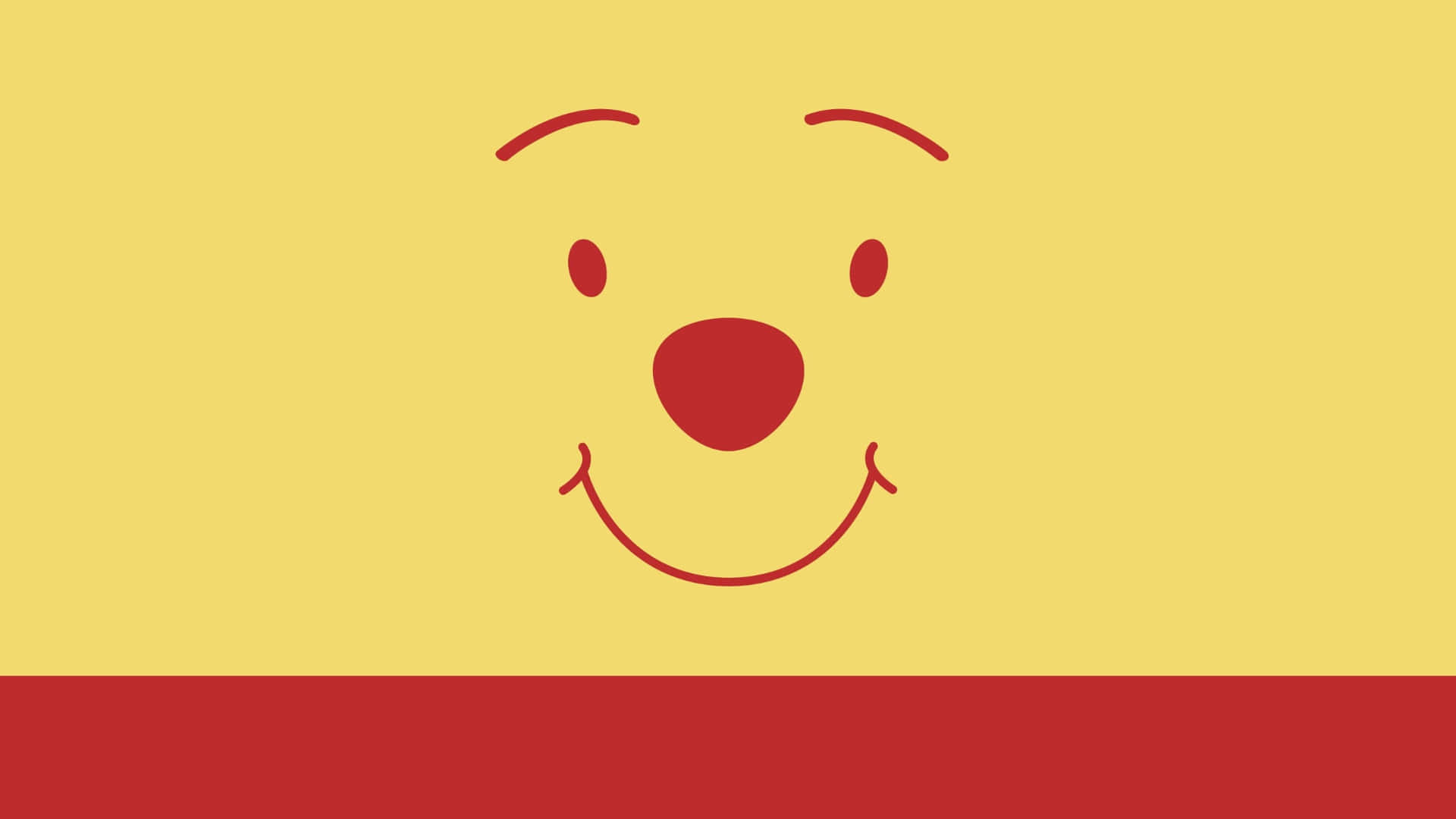 Winnie the Pooh, red line drawing, yellow background, Full HD Desktop Wallpaper