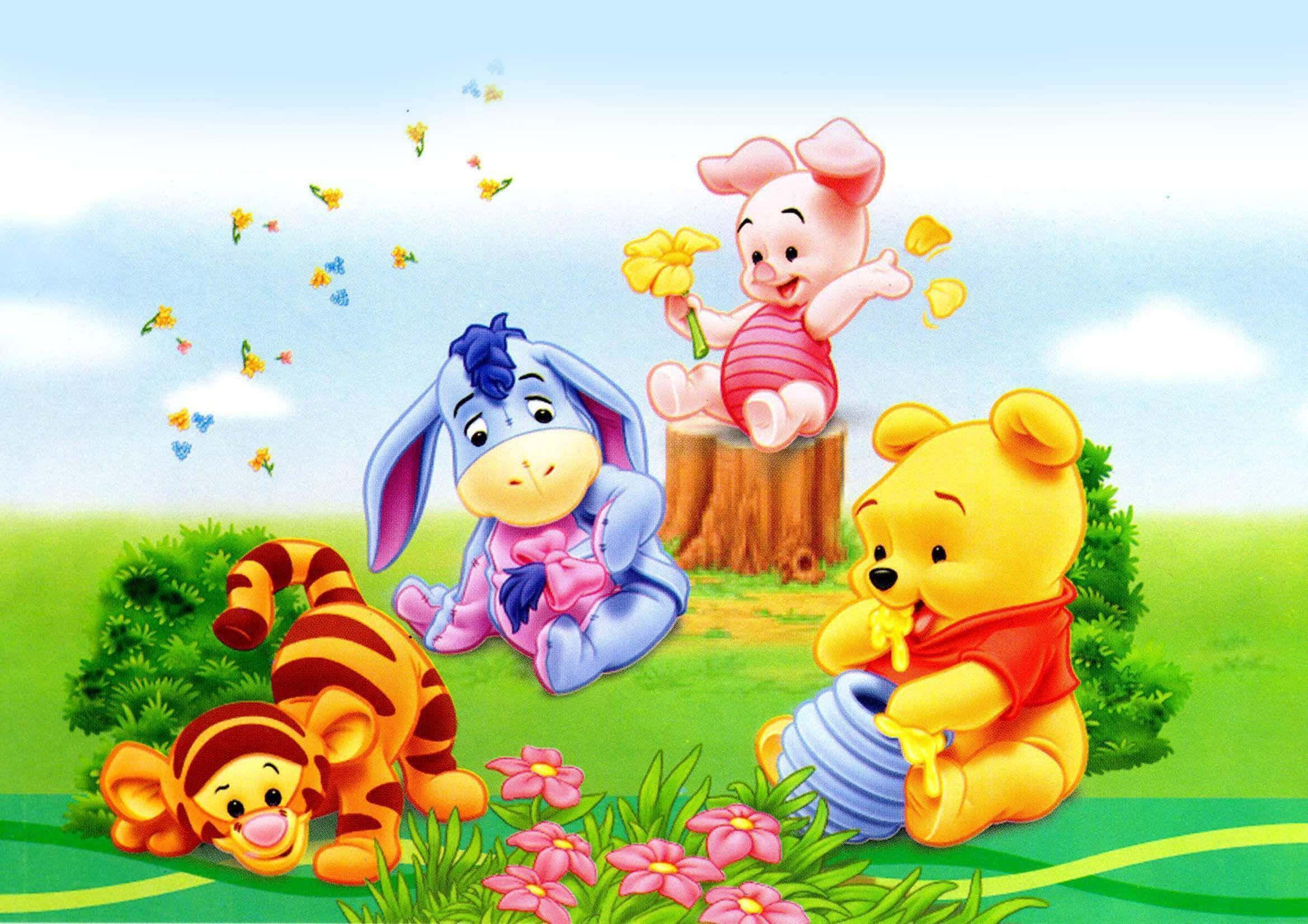 Winnie The Pooh, friends, sunny meadow, Full HD Desktop Wallpaper