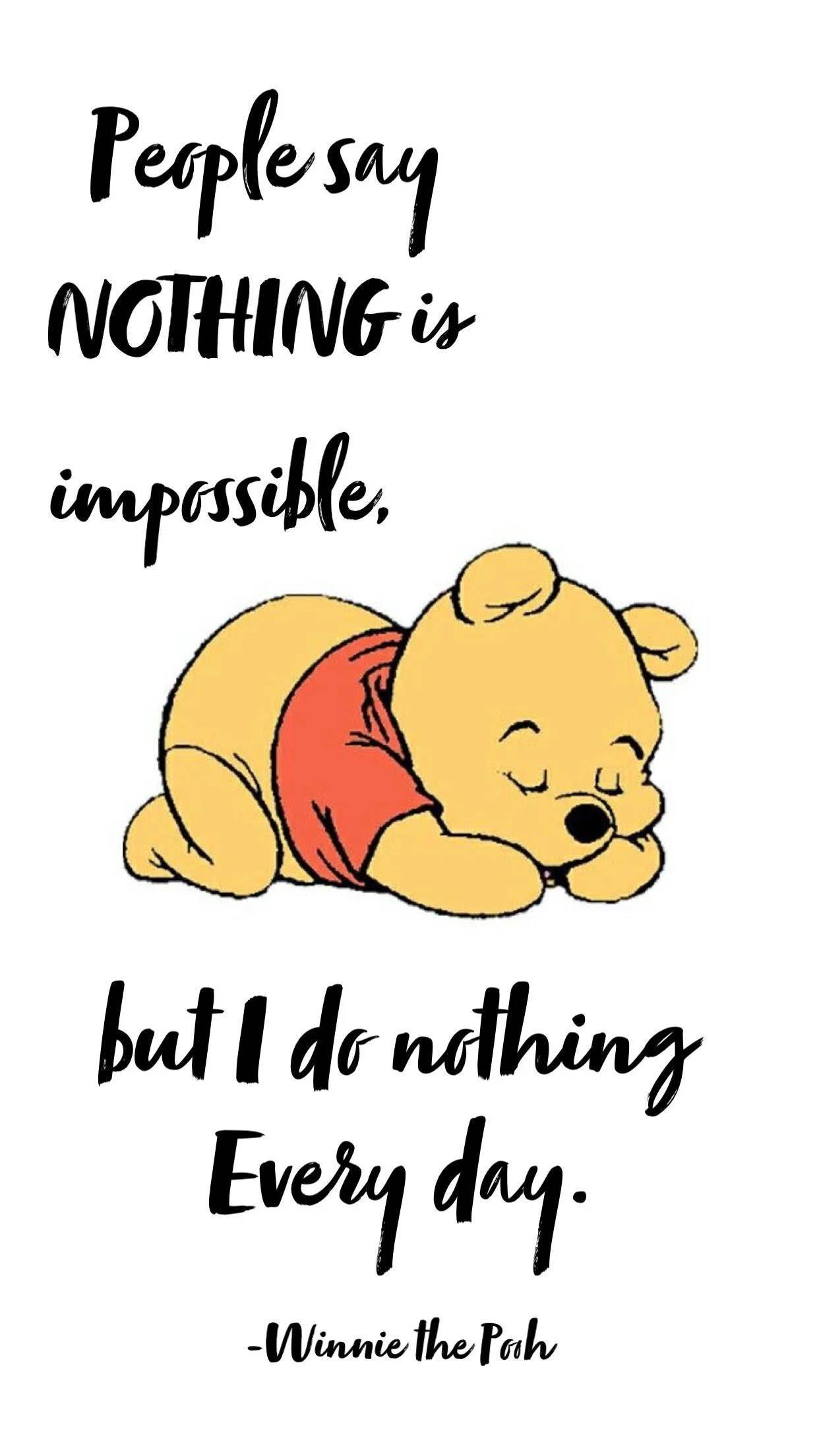 Winnie The Pooh, laziness, handwritten quote, Full HD Phone Wallpaper