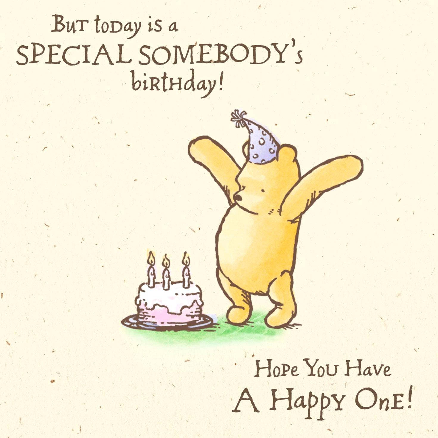 Winnie The Pooh, party hat, birthday cake, HD Desktop Wallpaper