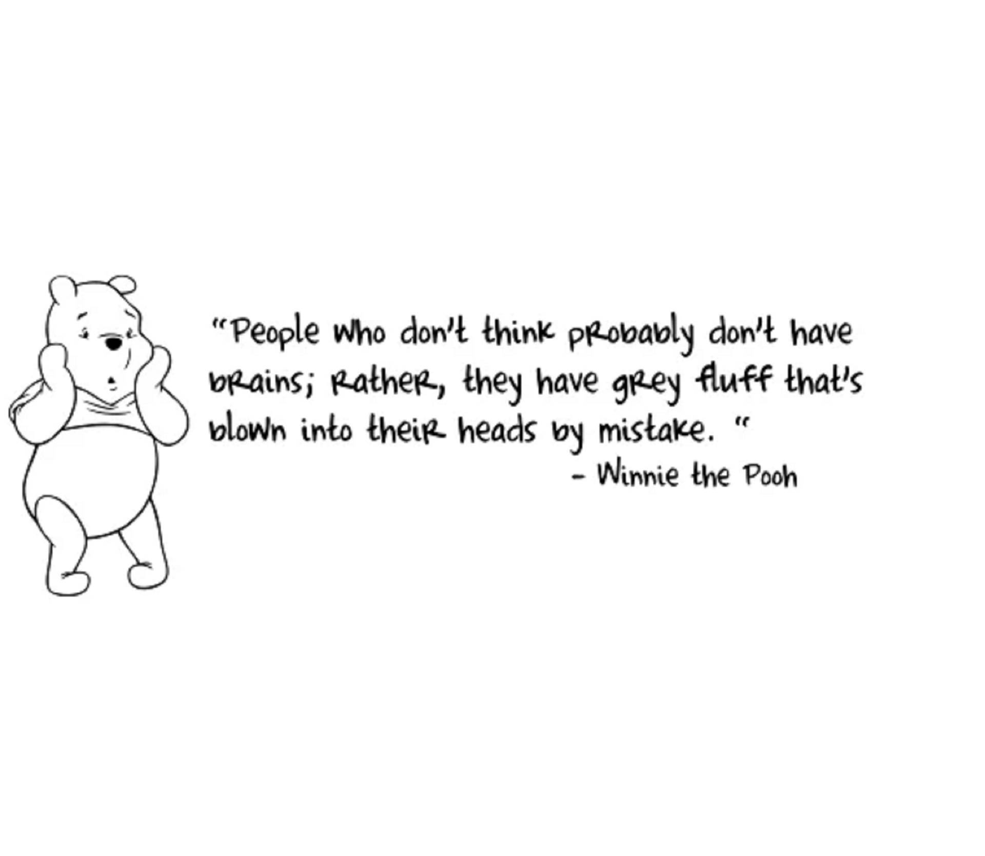 Winnie The Pooh, cartoon character, handwritten quote about thinking, Full HD Desktop Wallpaper