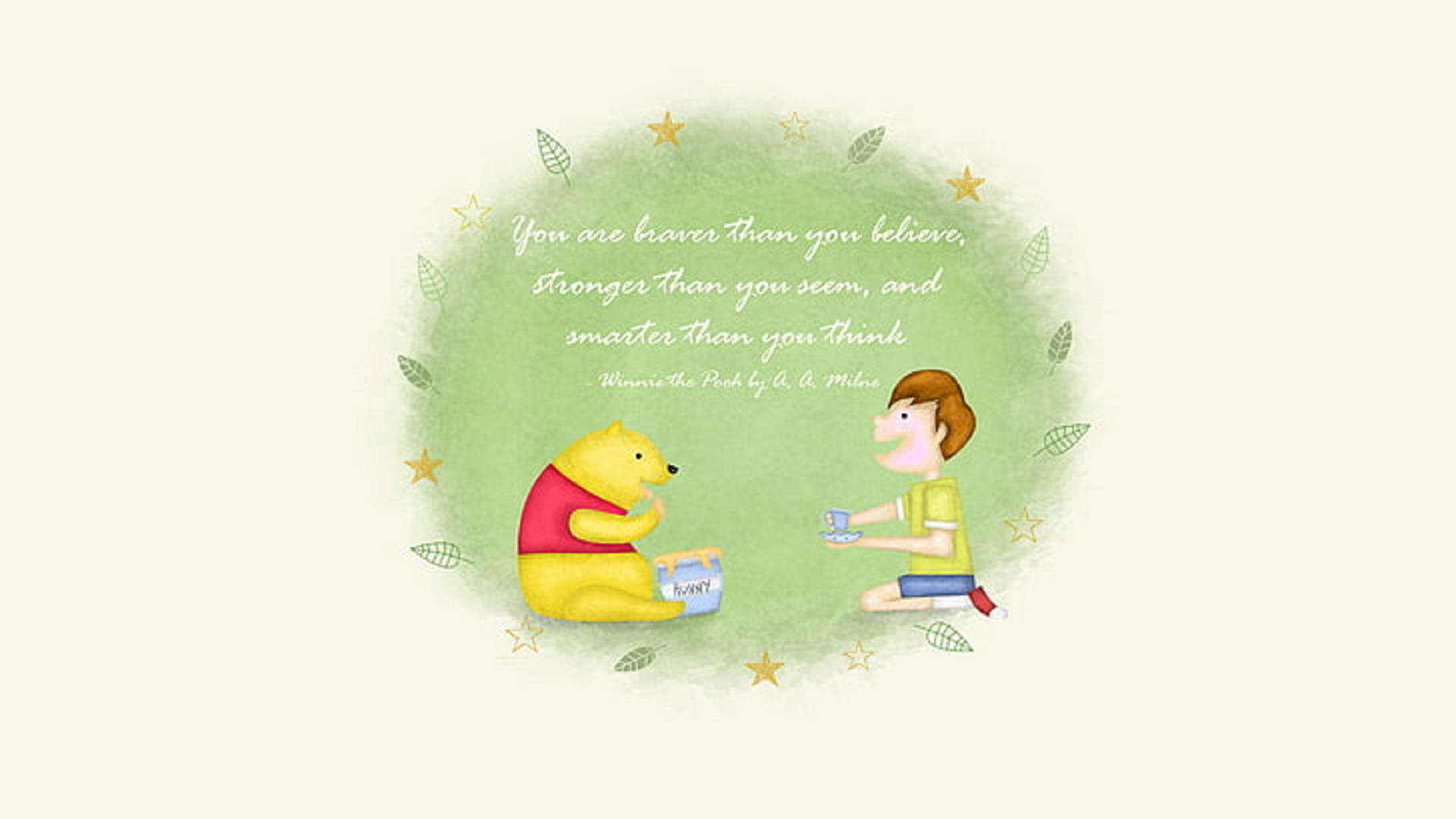 Winnie the Pooh, boy, tea, Full HD Desktop Wallpaper