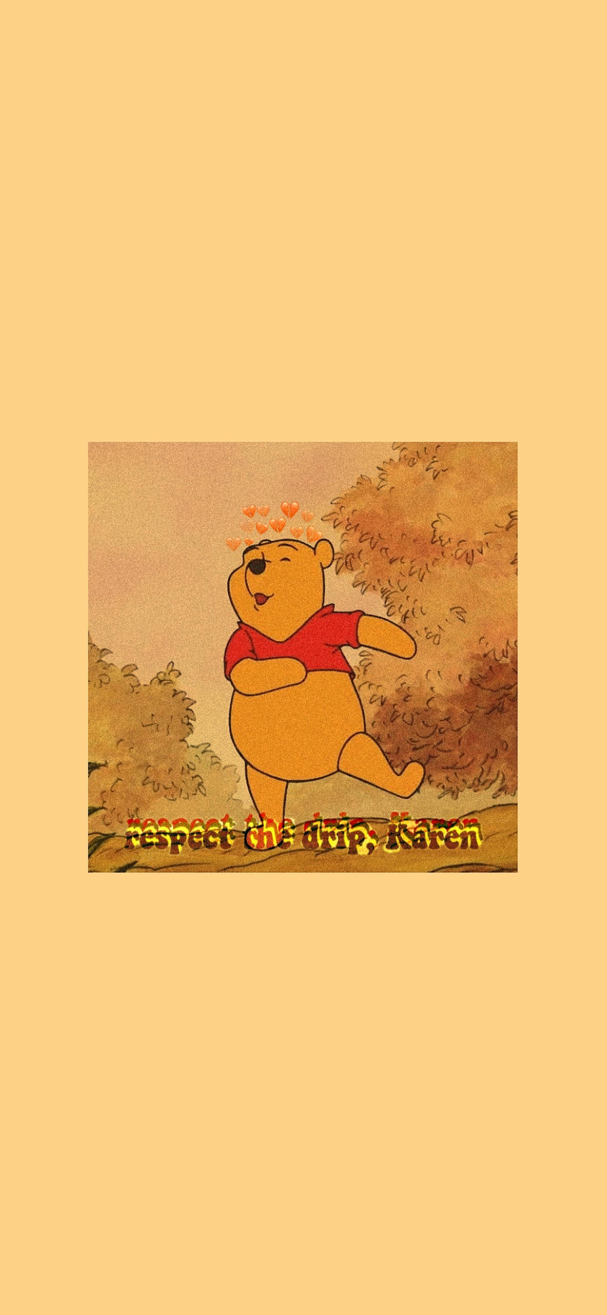Winnie The Pooh, red shirt, hearts above his head, 2K Phone Wallpaper