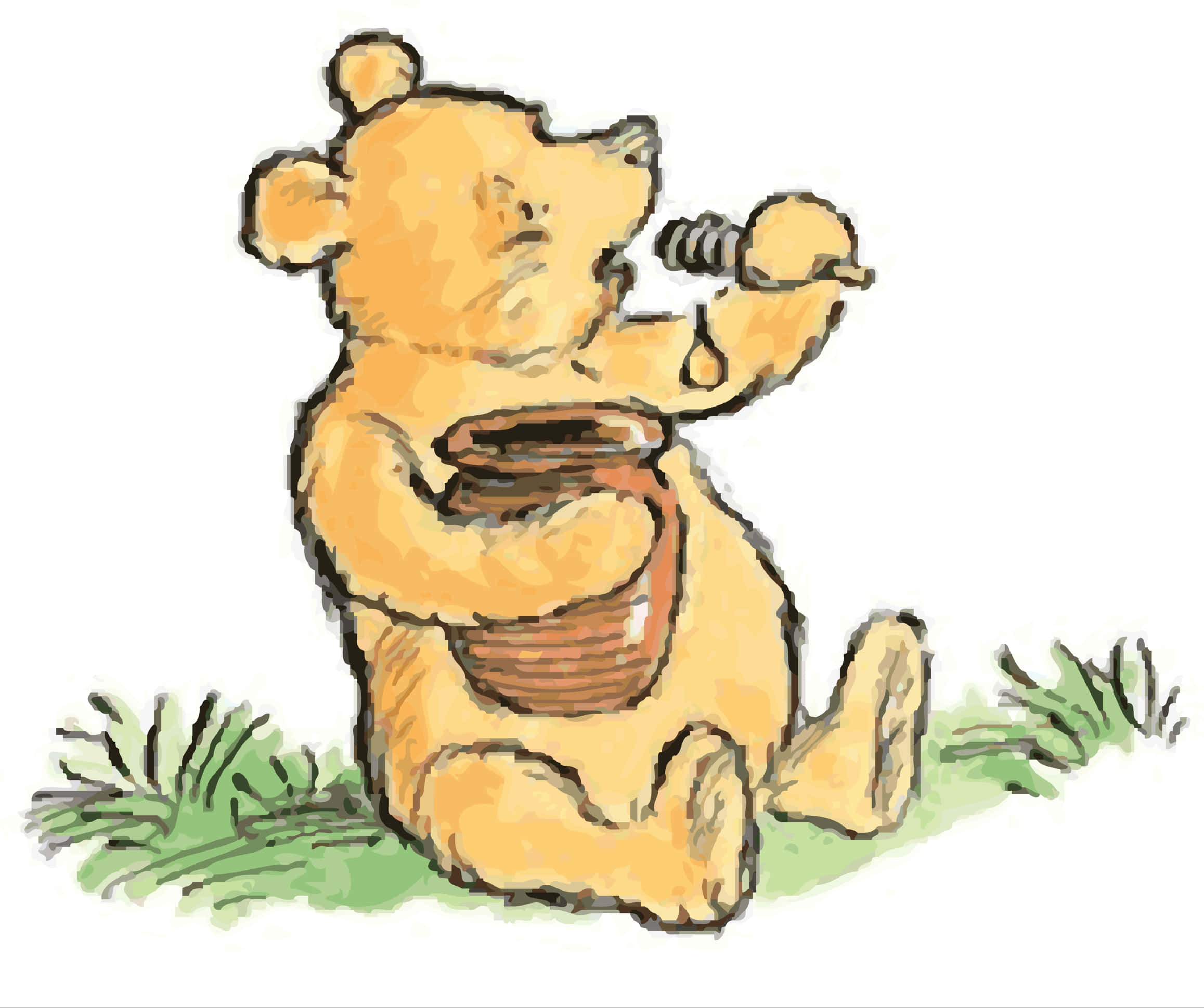 Winnie The Pooh, honey pot, dripping spoon, Full HD Desktop Wallpaper
