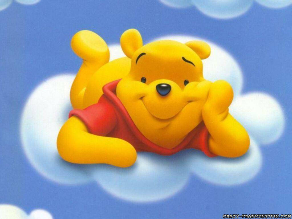 Winnie The Pooh, red shirt, fluffy white clouds, SD Desktop Wallpaper