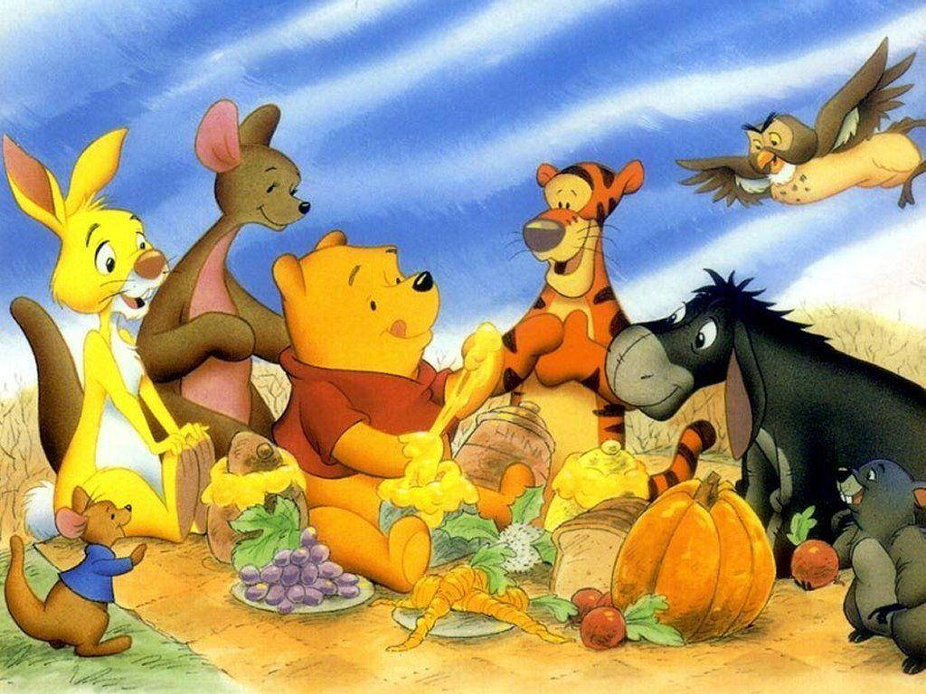 Winnie the Pooh, friends, honey pumpkins, SD Desktop Wallpaper