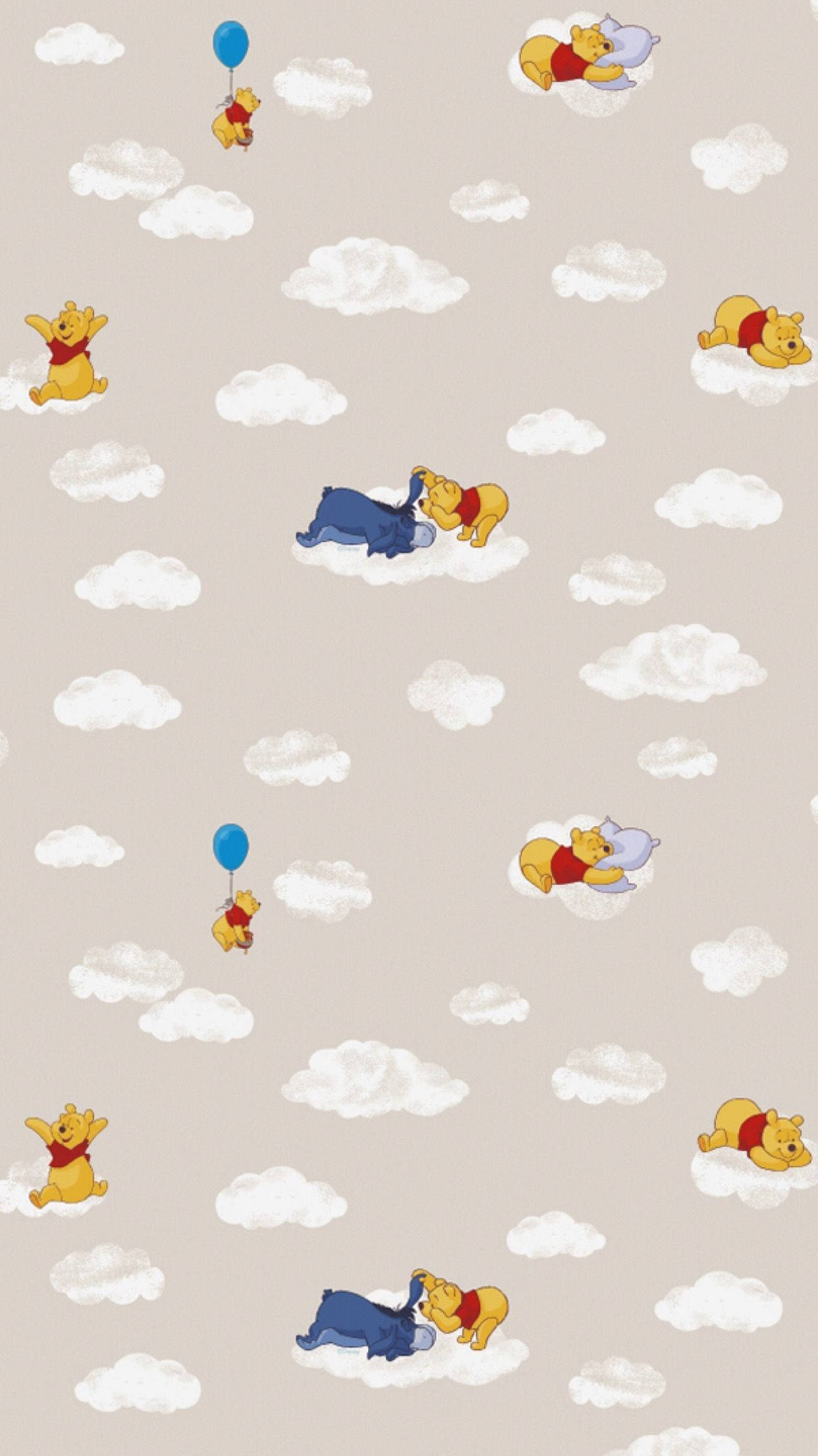 Winnie The Pooh, friends, fluffy white clouds, Full HD Phone Wallpaper