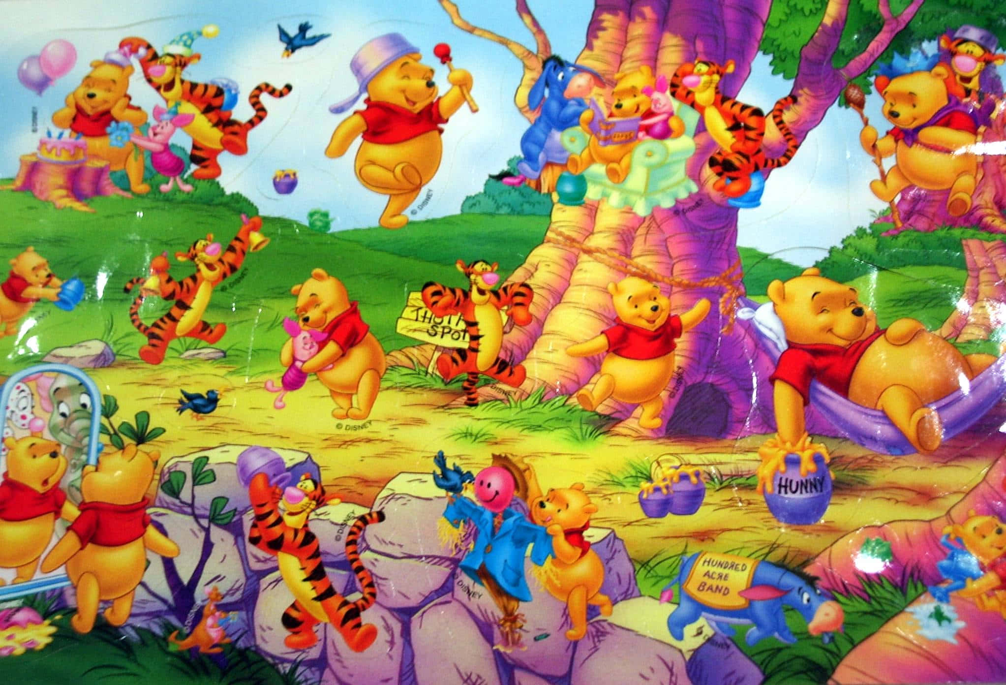 Winnie The Pooh, friends, vibrant forest, Full HD Desktop Wallpaper
