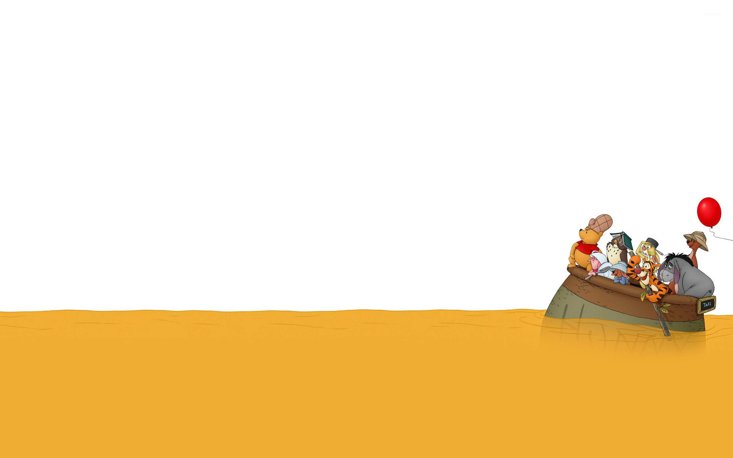 Winnie The Pooh, friends, small boat, 2K Desktop Wallpaper