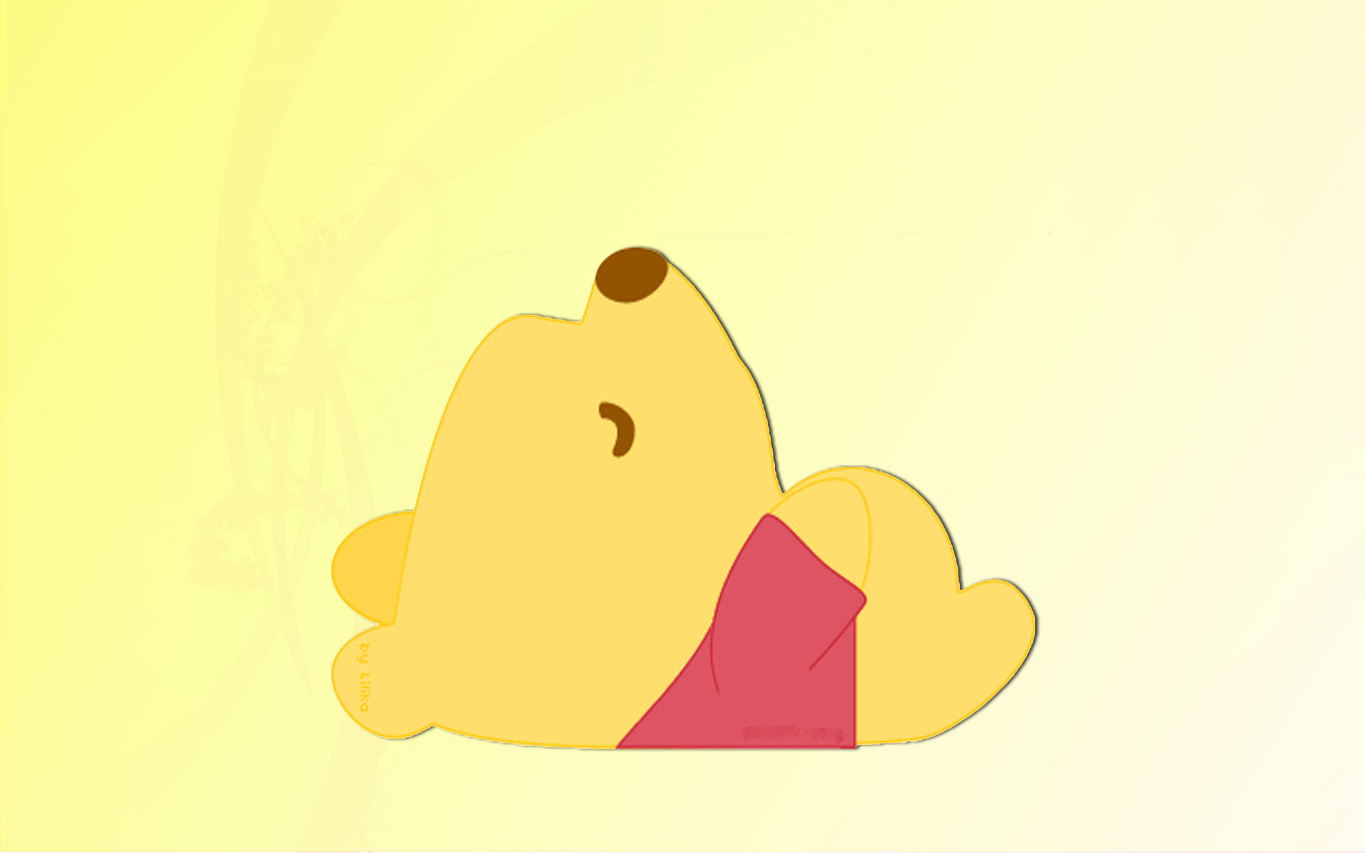 Winnie The Pooh, red shirt, yellow gradient background, Full HD Desktop Wallpaper