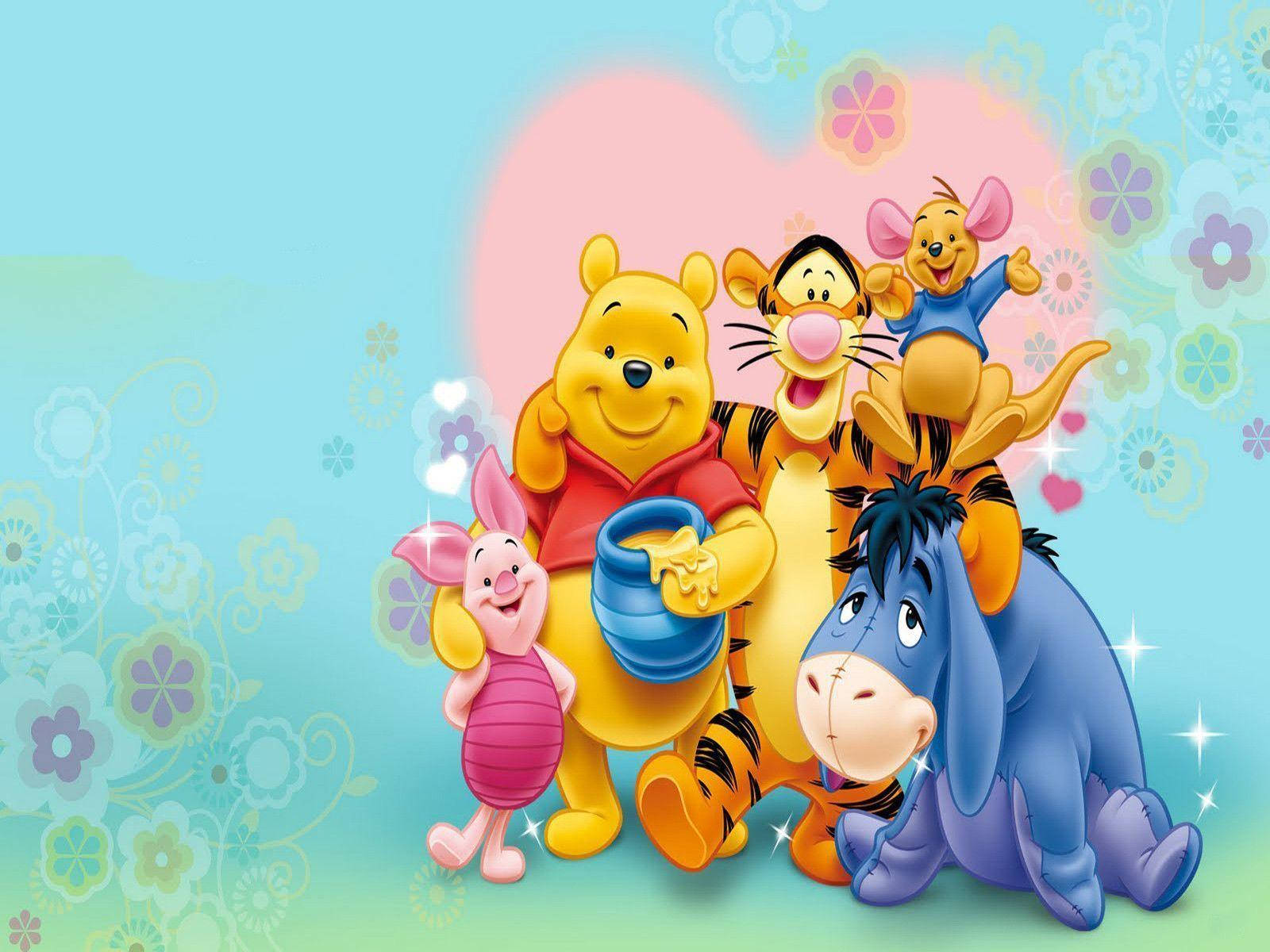 Winnie The Pooh, friends, honey pot, HD Desktop Wallpaper