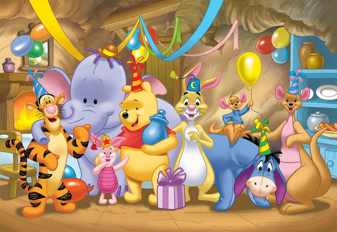 Winnie The Pooh, friends, birthday party, SD Desktop Wallpaper