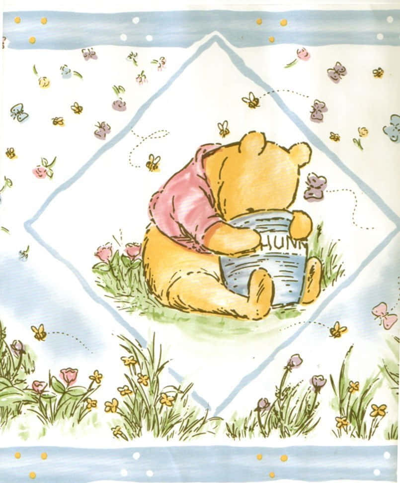 Winnie The Pooh, pink shirt, honey pot, SD Phone Wallpaper