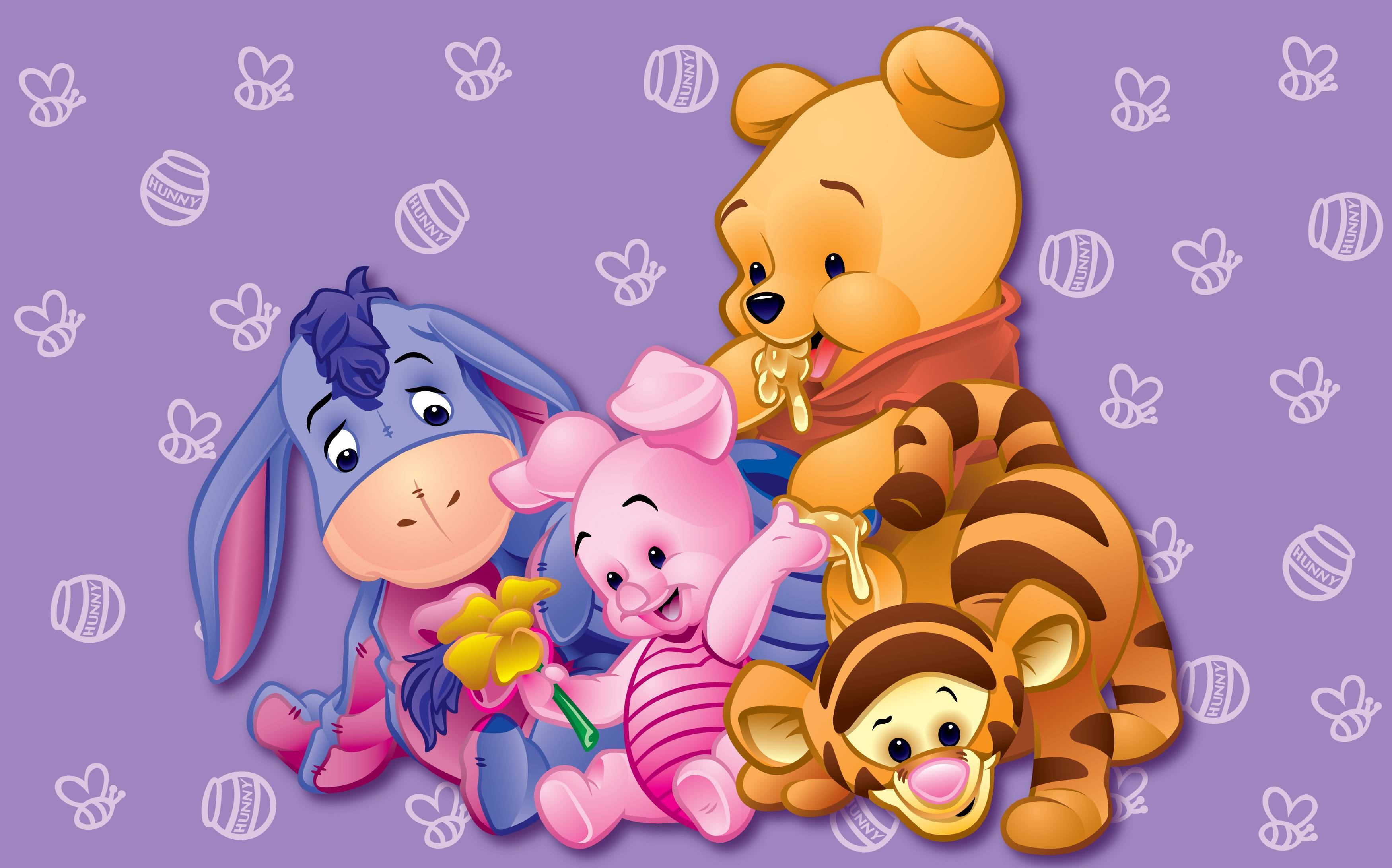 Winnie The Pooh, baby, purple, 2K Desktop Wallpaper