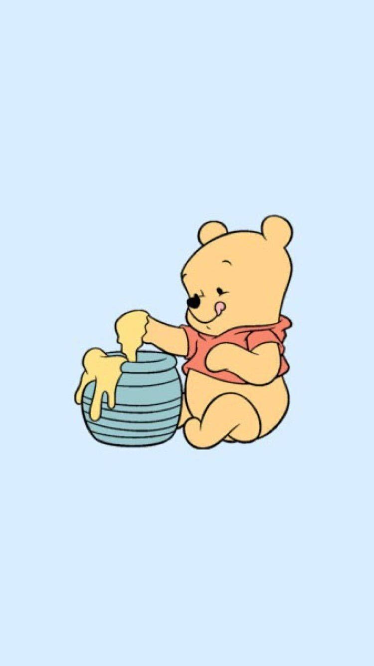 Winnie The Pooh, red shirt, striped honey pot, HD Phone Wallpaper