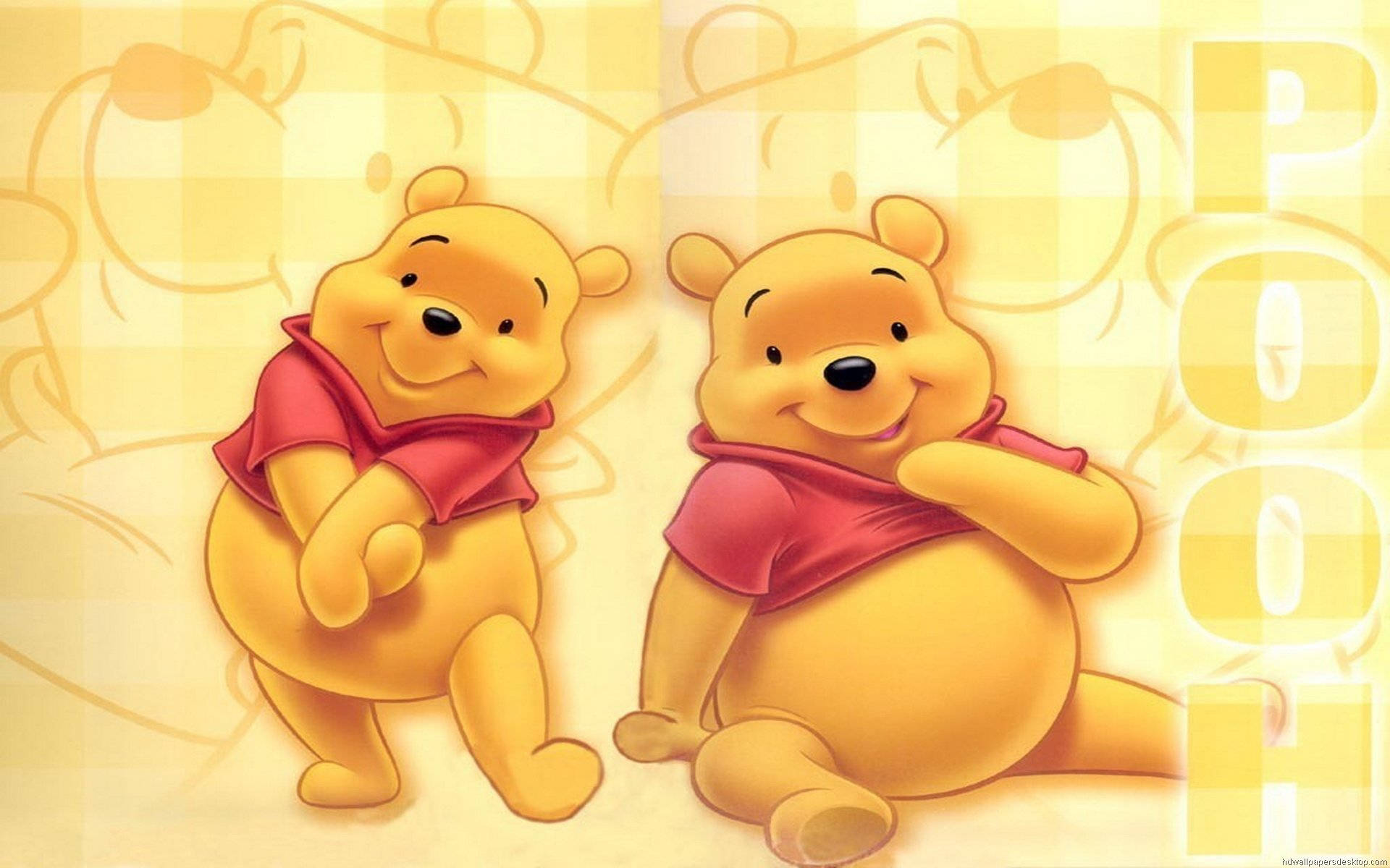 Winnie The Pooh, twin bears, red shirts, Full HD Desktop Wallpaper